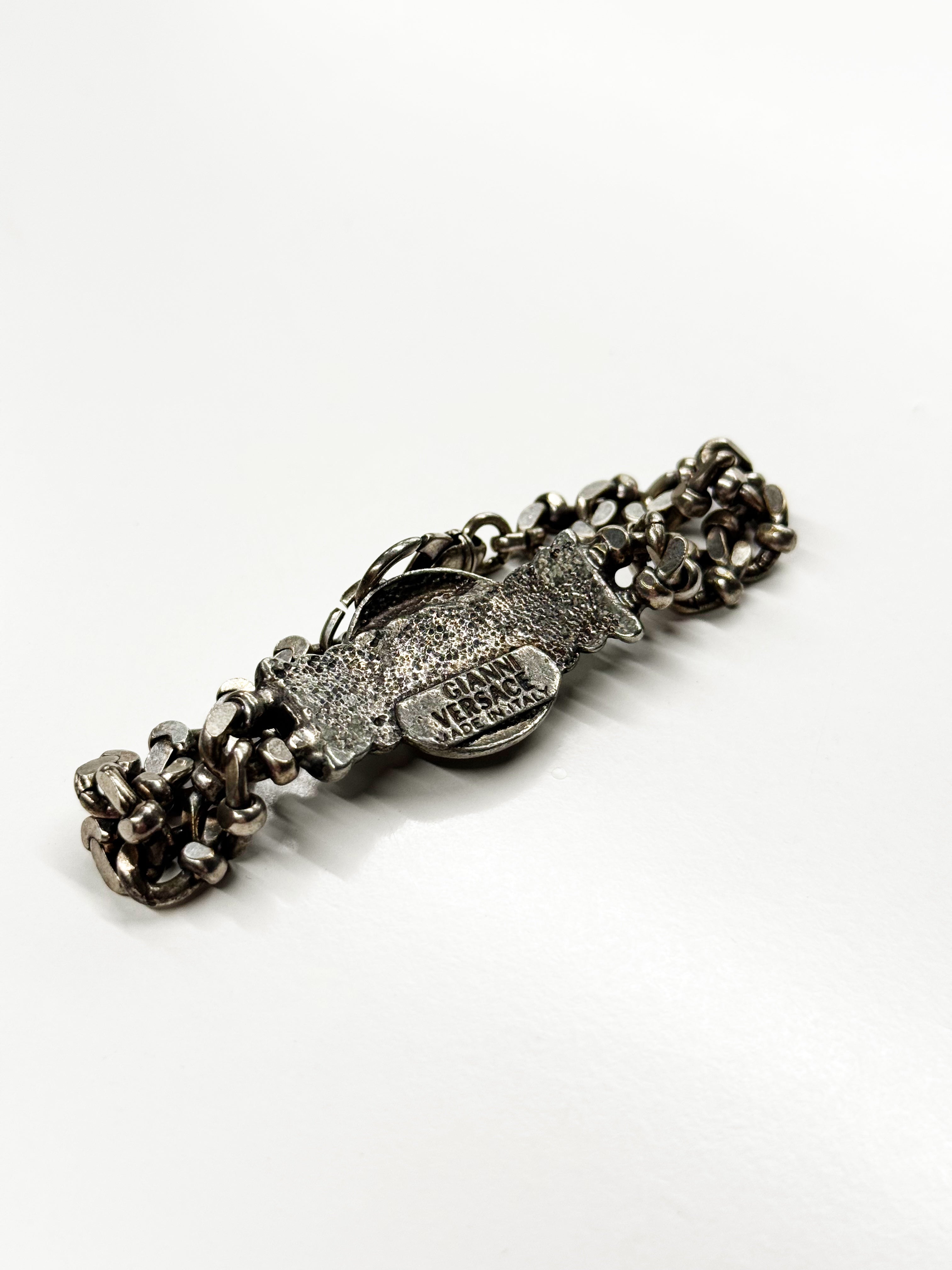 Vintage Gianni Versace Silver-Tone Medusa Chain Bracelet – Made in Italy