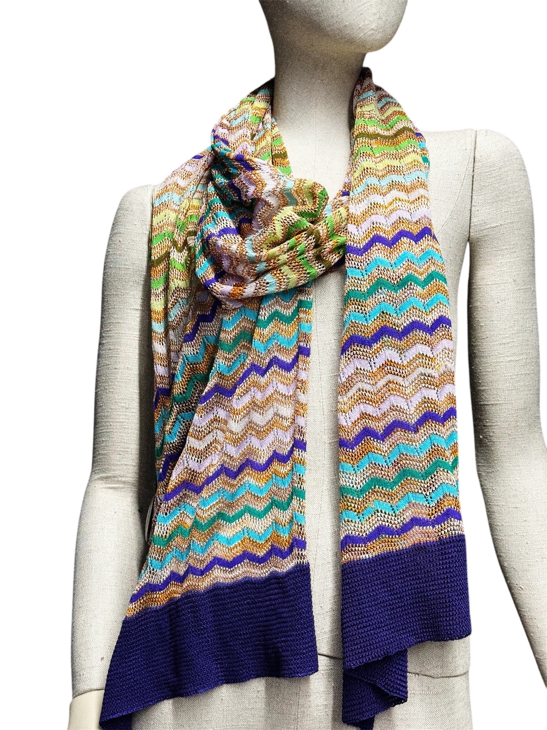 Missoni Multicolor Zigzag Knit Scarf
