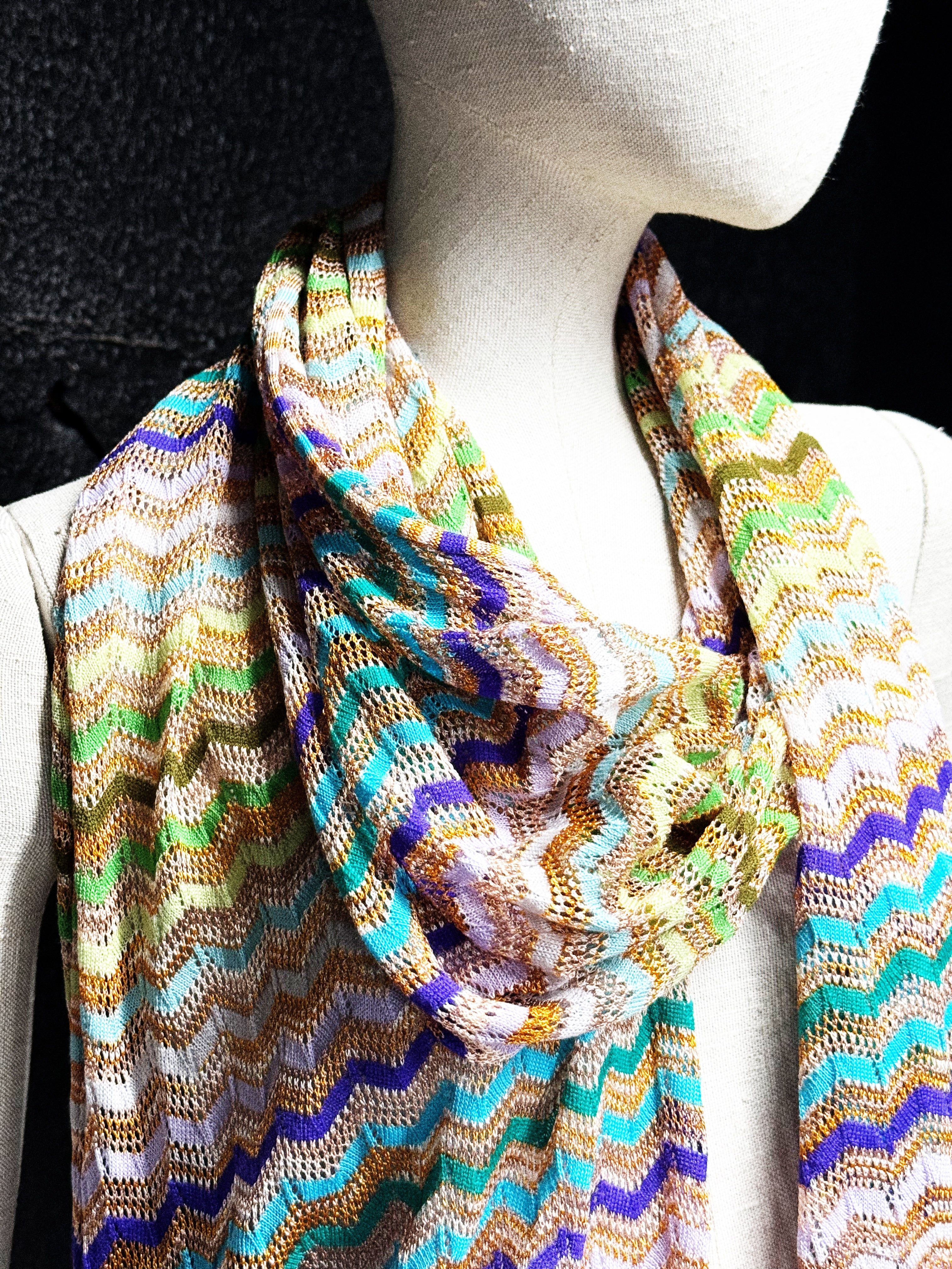 Missoni Multicolor Zigzag Knit Scarf