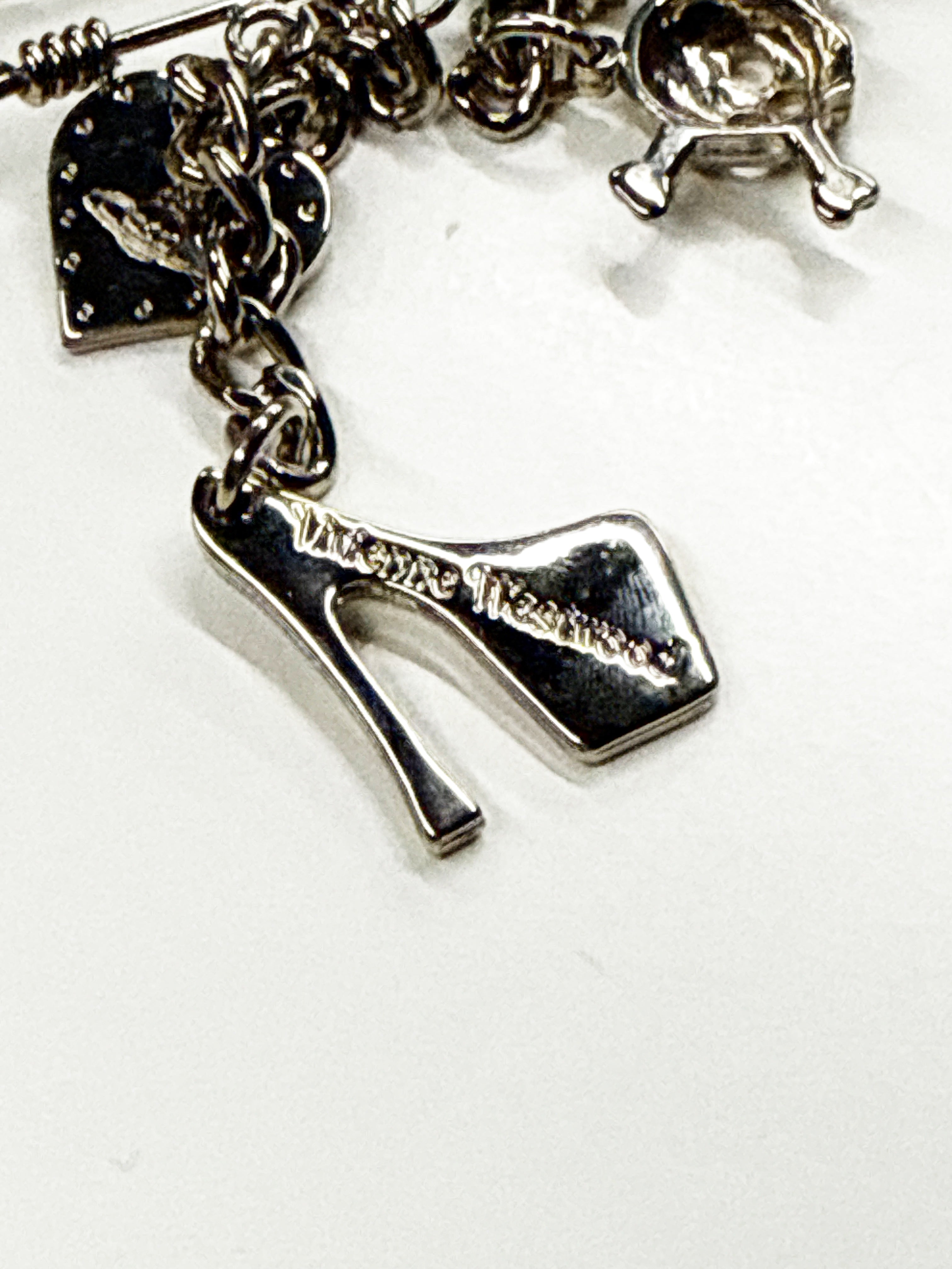 Vivienne Westwood Safety Pin Charm Brooch with Orb & Skull Motifs