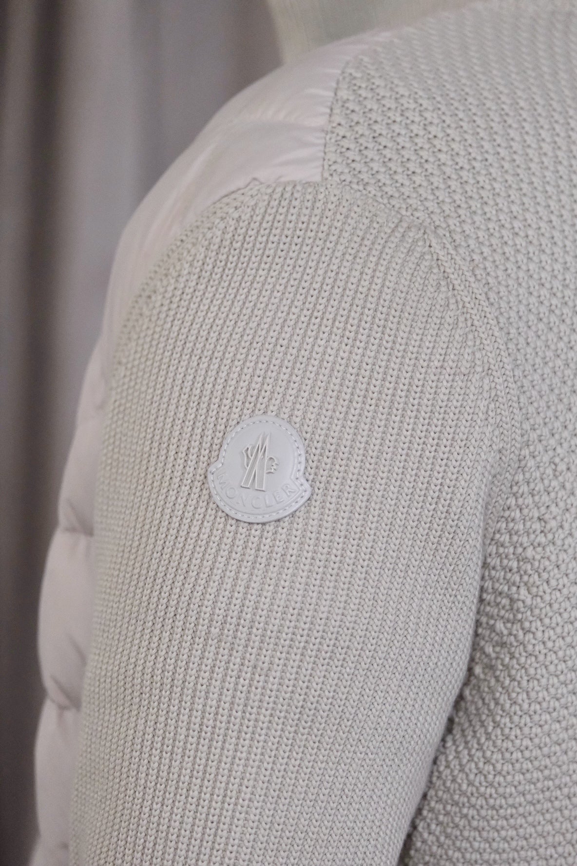 MONCLER Beige Down-Knit Hybrid Jacket - L