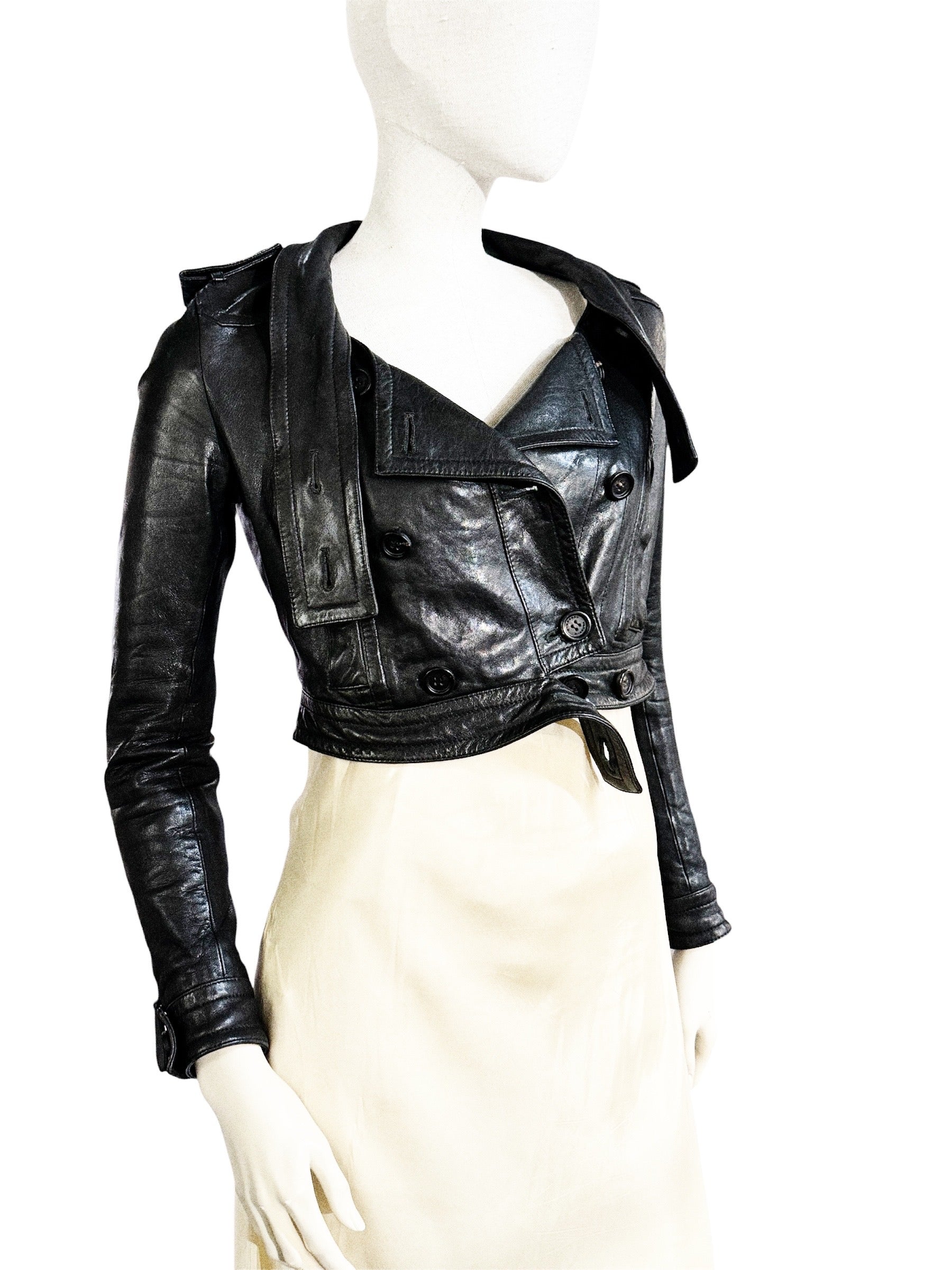 Burberry Prorsum Cropped Leather Jacket