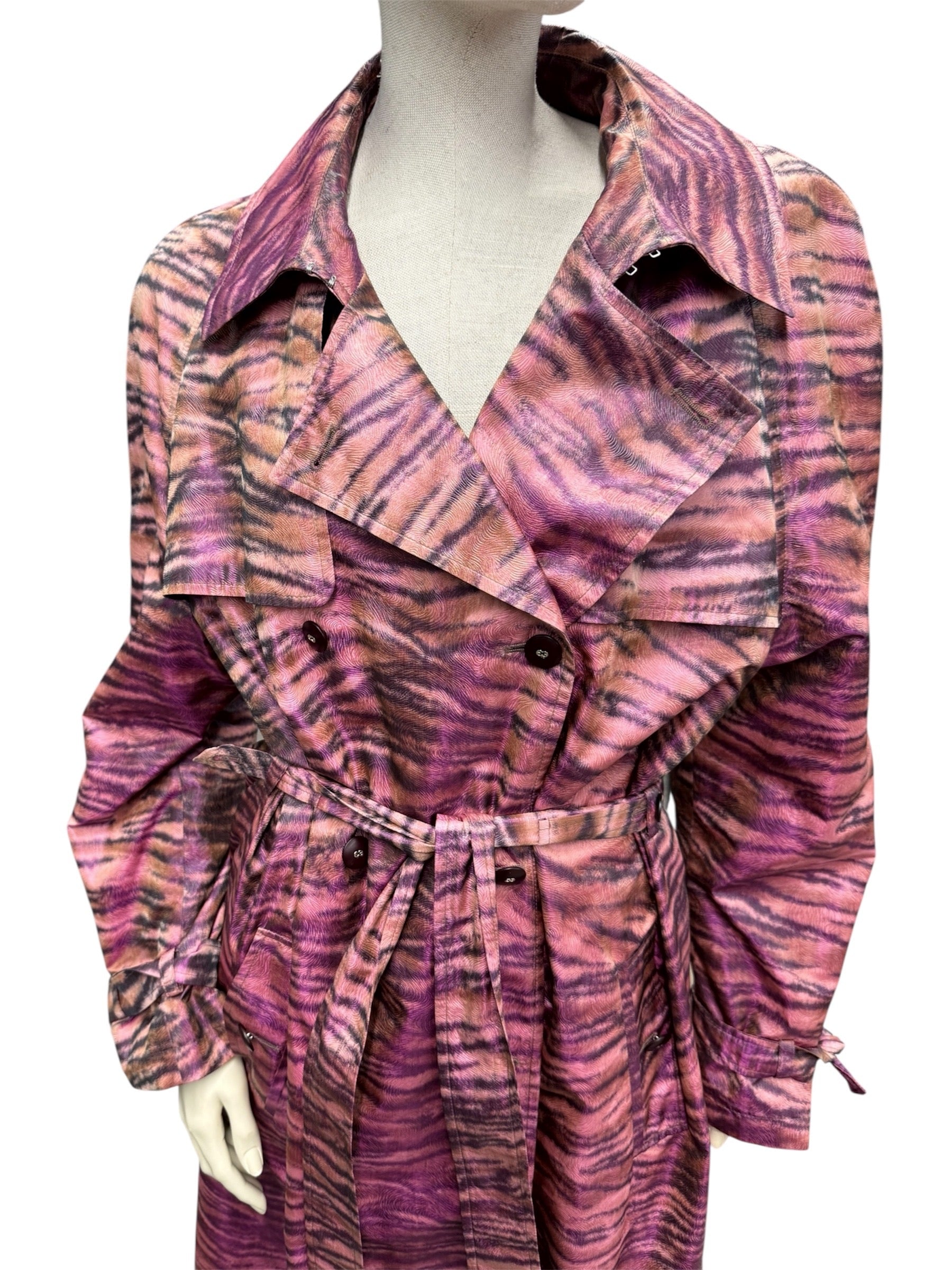Escada Pink Zebra-Print Trench Coat