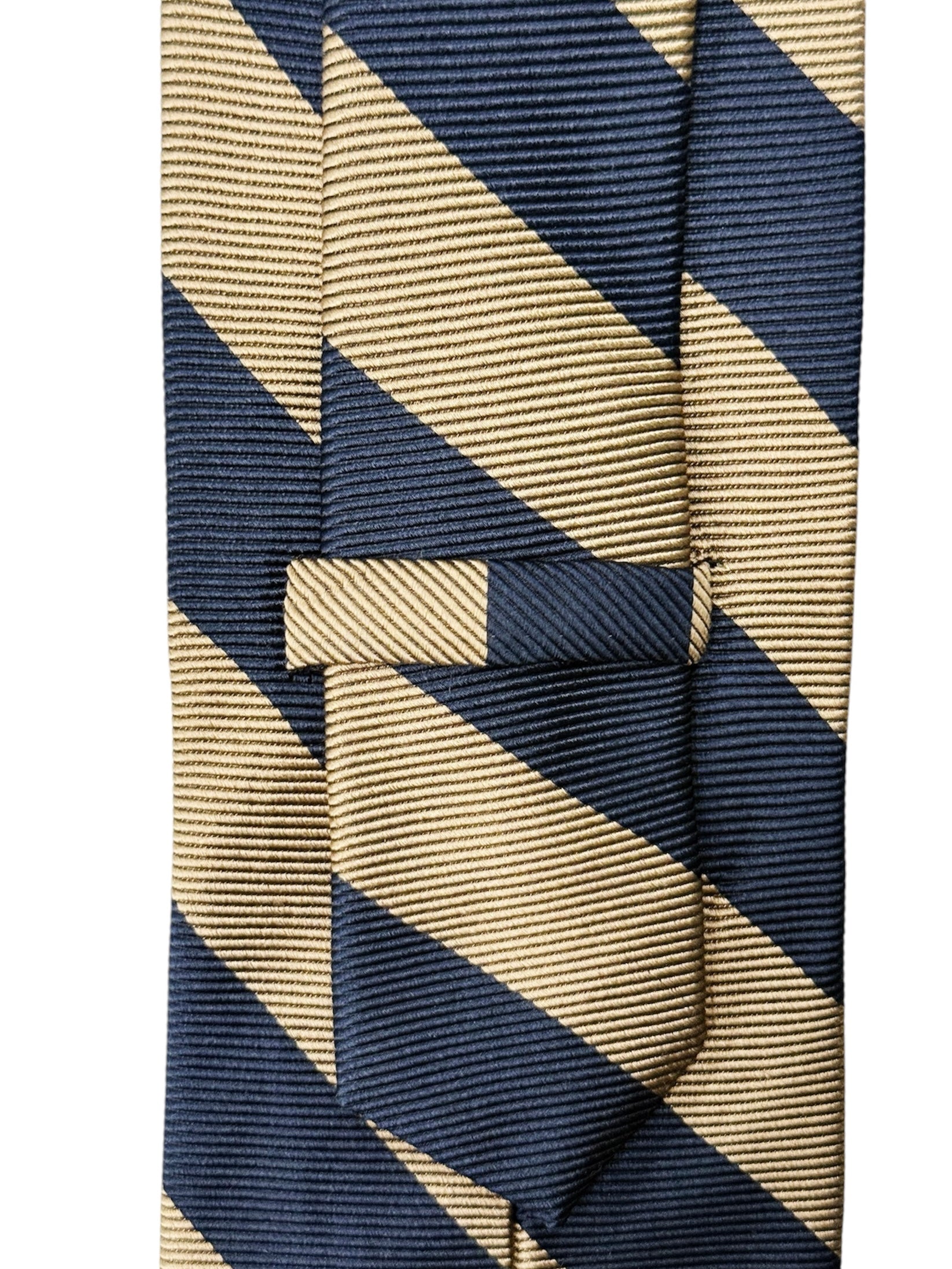 Faconnable Striped Silk Tie – Navy & Beige