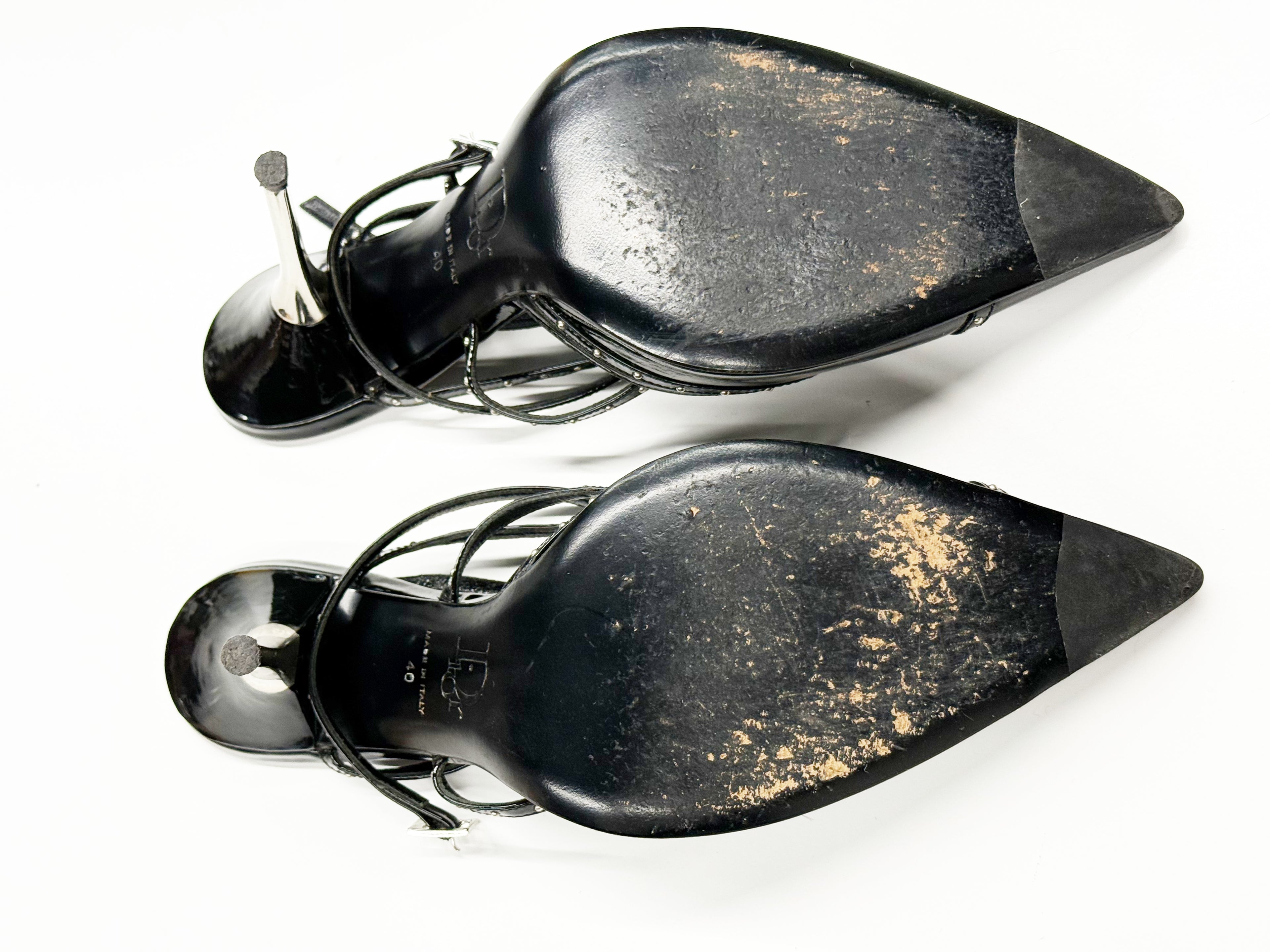 Dior Black Patent Leather Strappy Heels