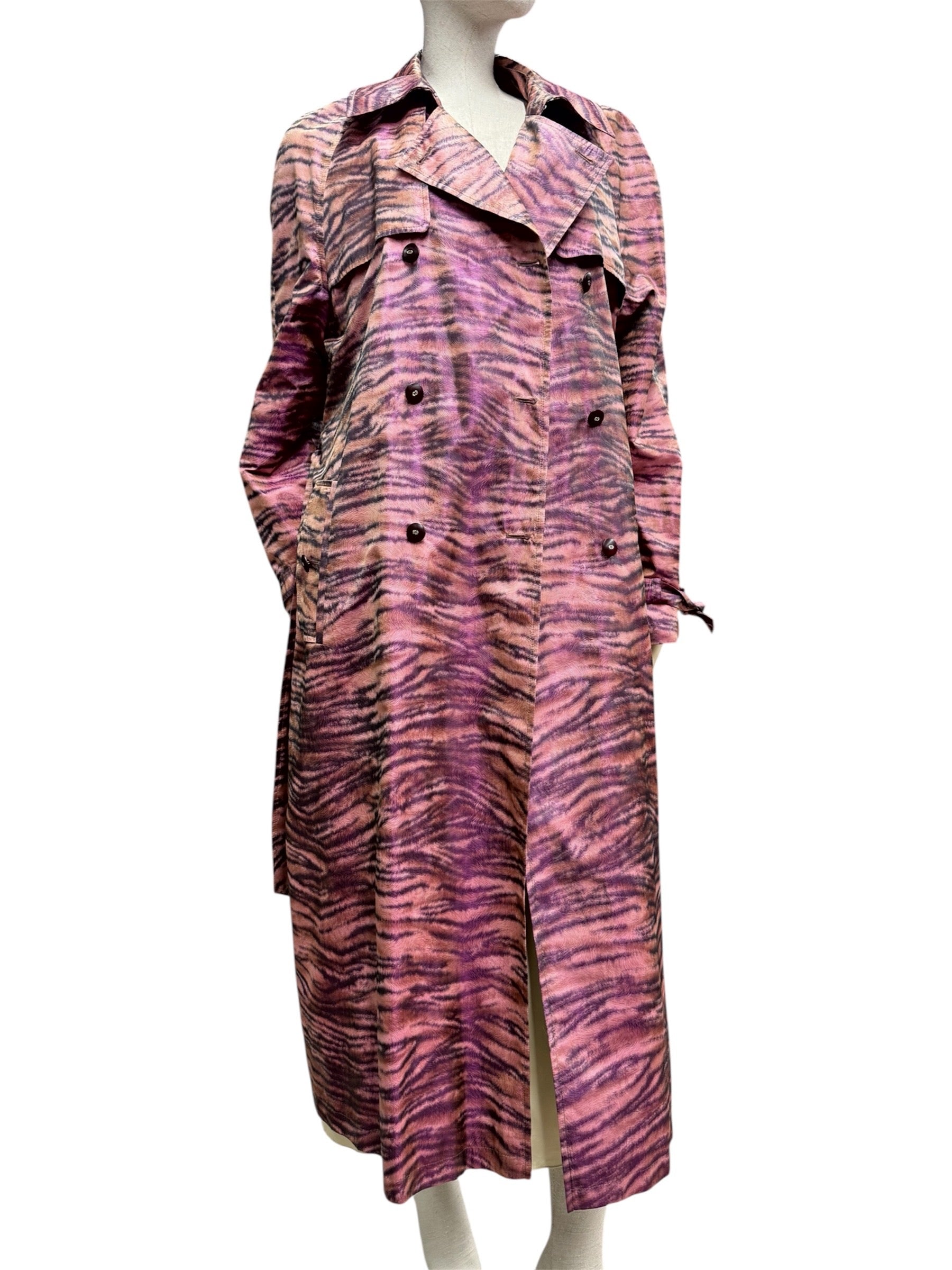 Escada Pink Zebra-Print Trench Coat
