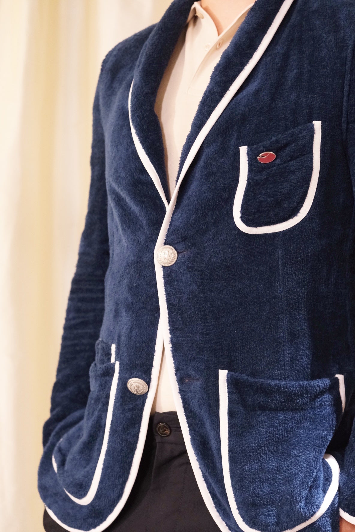 BainDoux Navy Towel Blazer Jacket