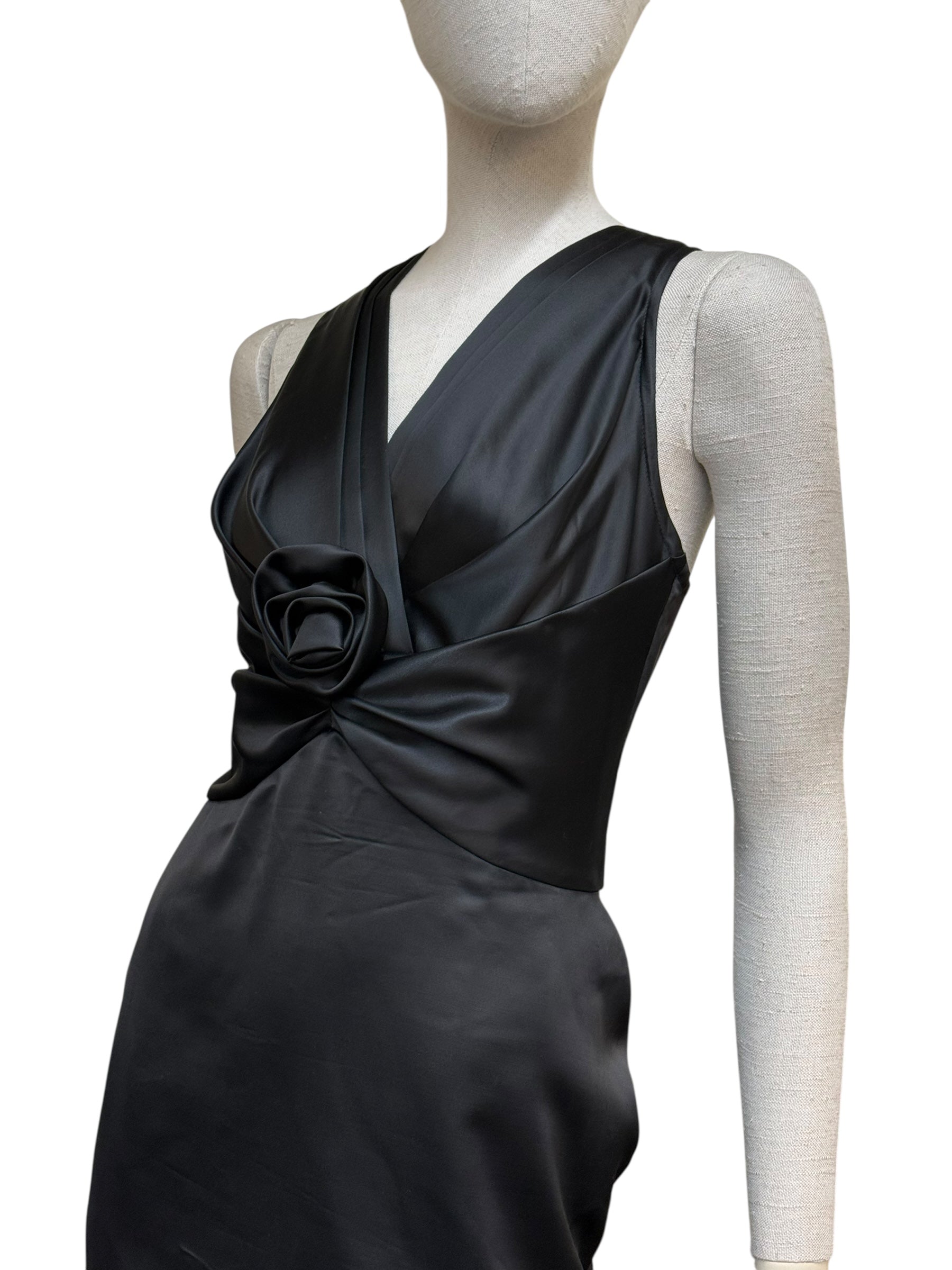 Gaspard Yurkievich Black Draped Mini Dress with Rose Detail