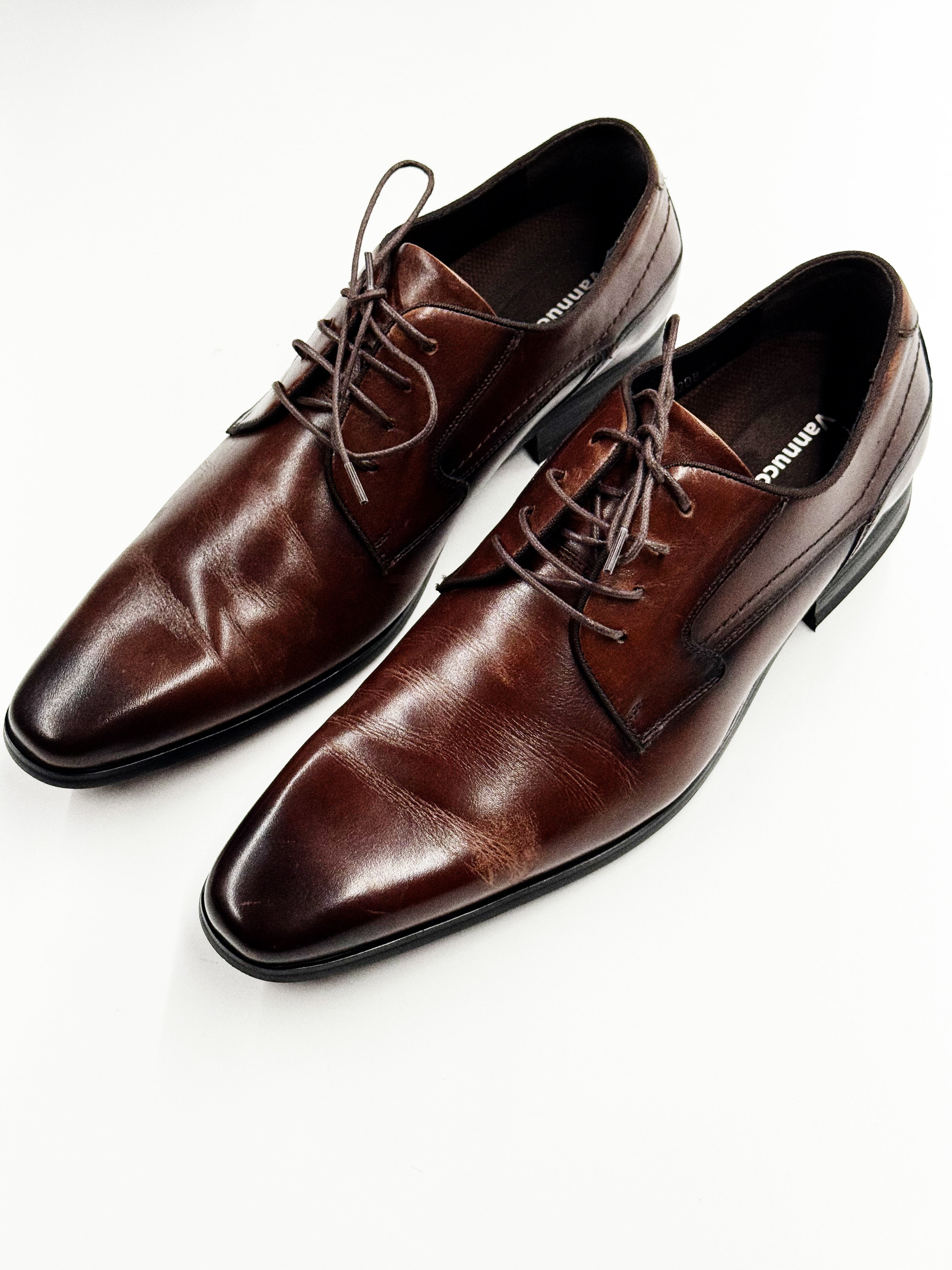 Vannucci Brown Leather Derby Shoes