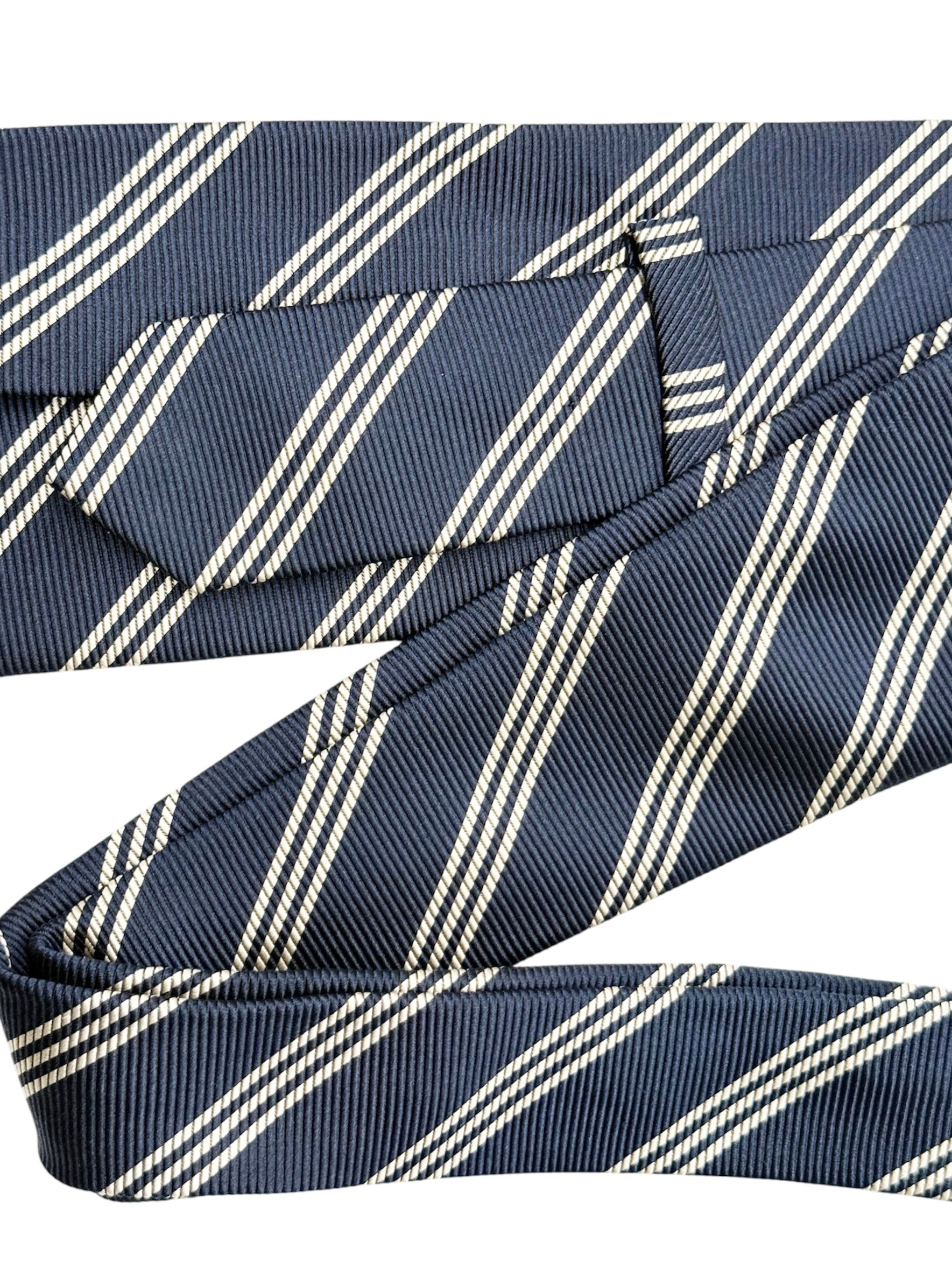 Faconnable Navy Striped Silk Tie