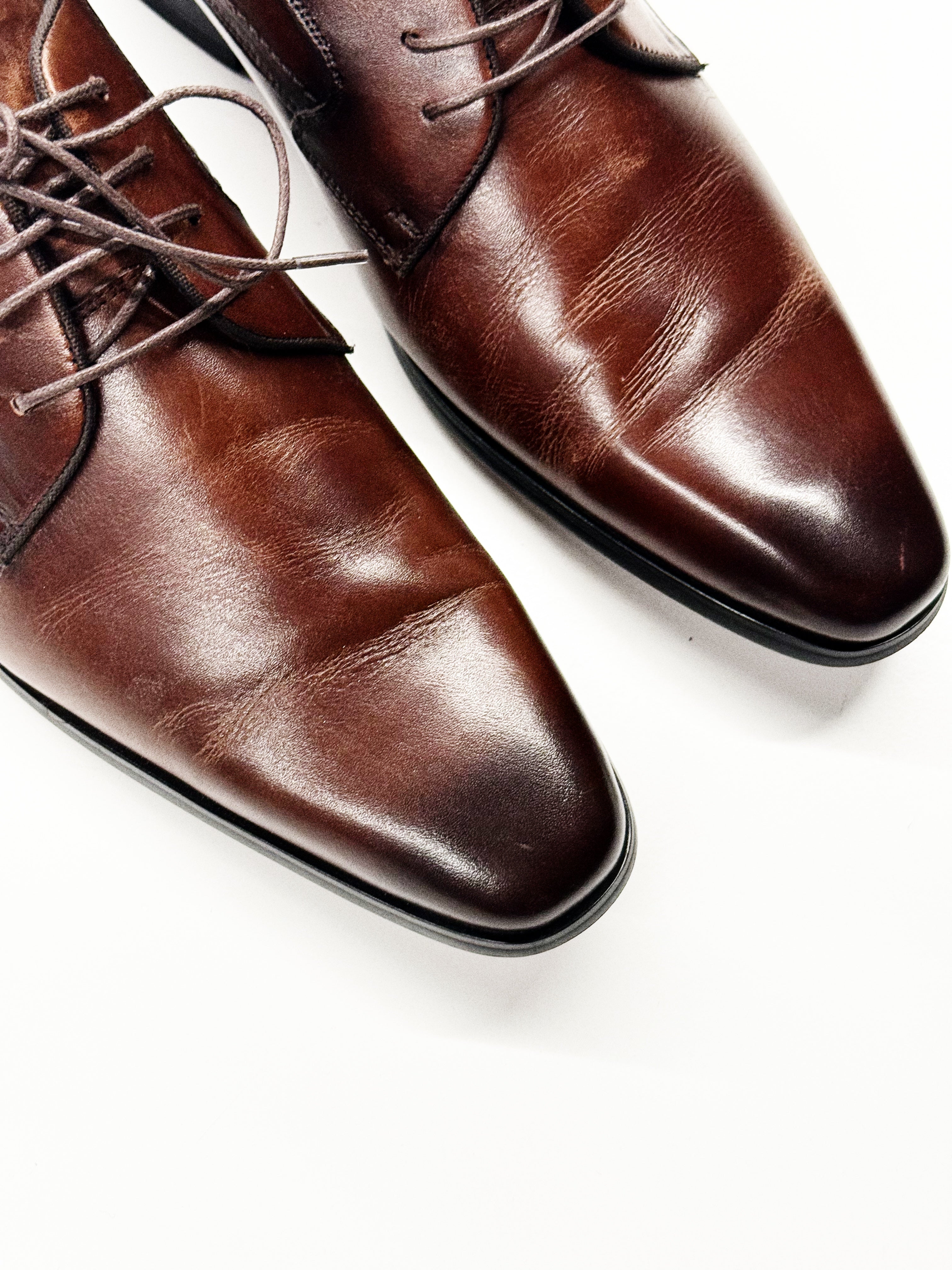 Vannucci Brown Leather Derby Shoes