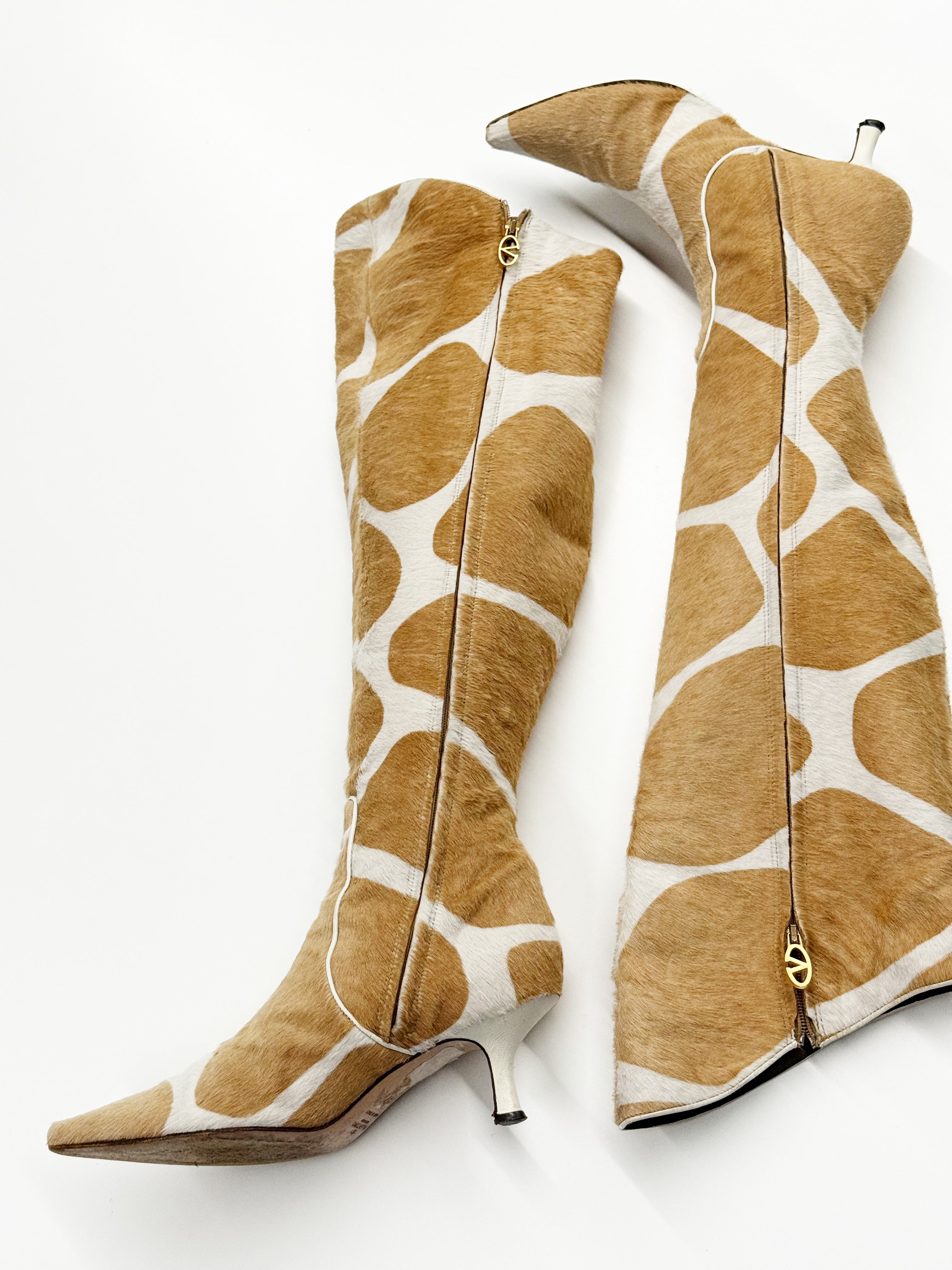 Valentino Calf Hair Knee-High Boots