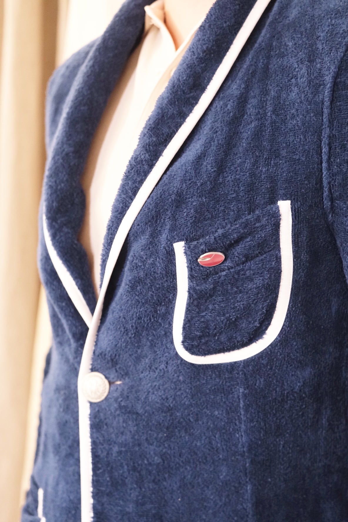 BainDoux Navy Towel Blazer Jacket
