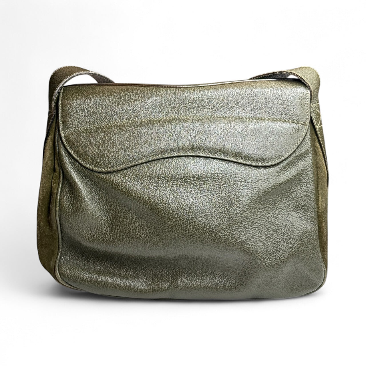 Vintage Gucci Green Suede & Leather Shoulder Bag