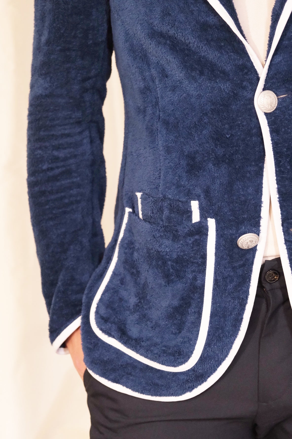 BainDoux Navy Towel Blazer Jacket