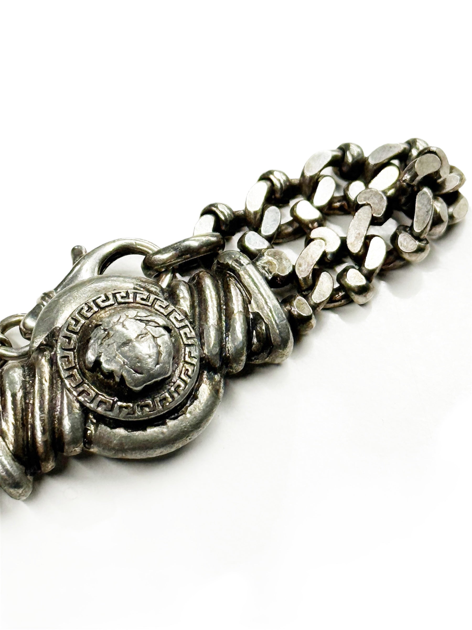 Vintage Gianni Versace Silver-Tone Medusa Chain Bracelet – Made in Italy
