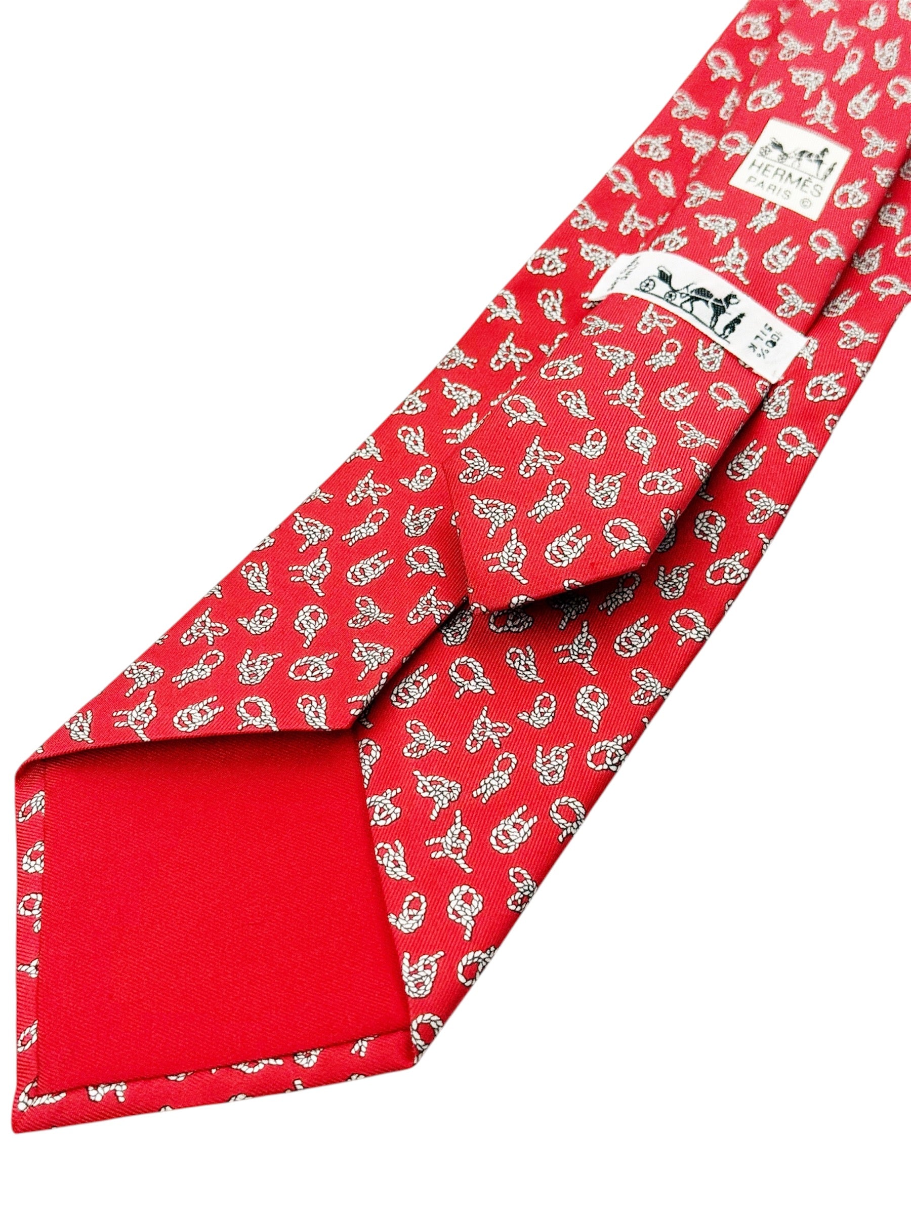Hermès Paris Red Silk Tie