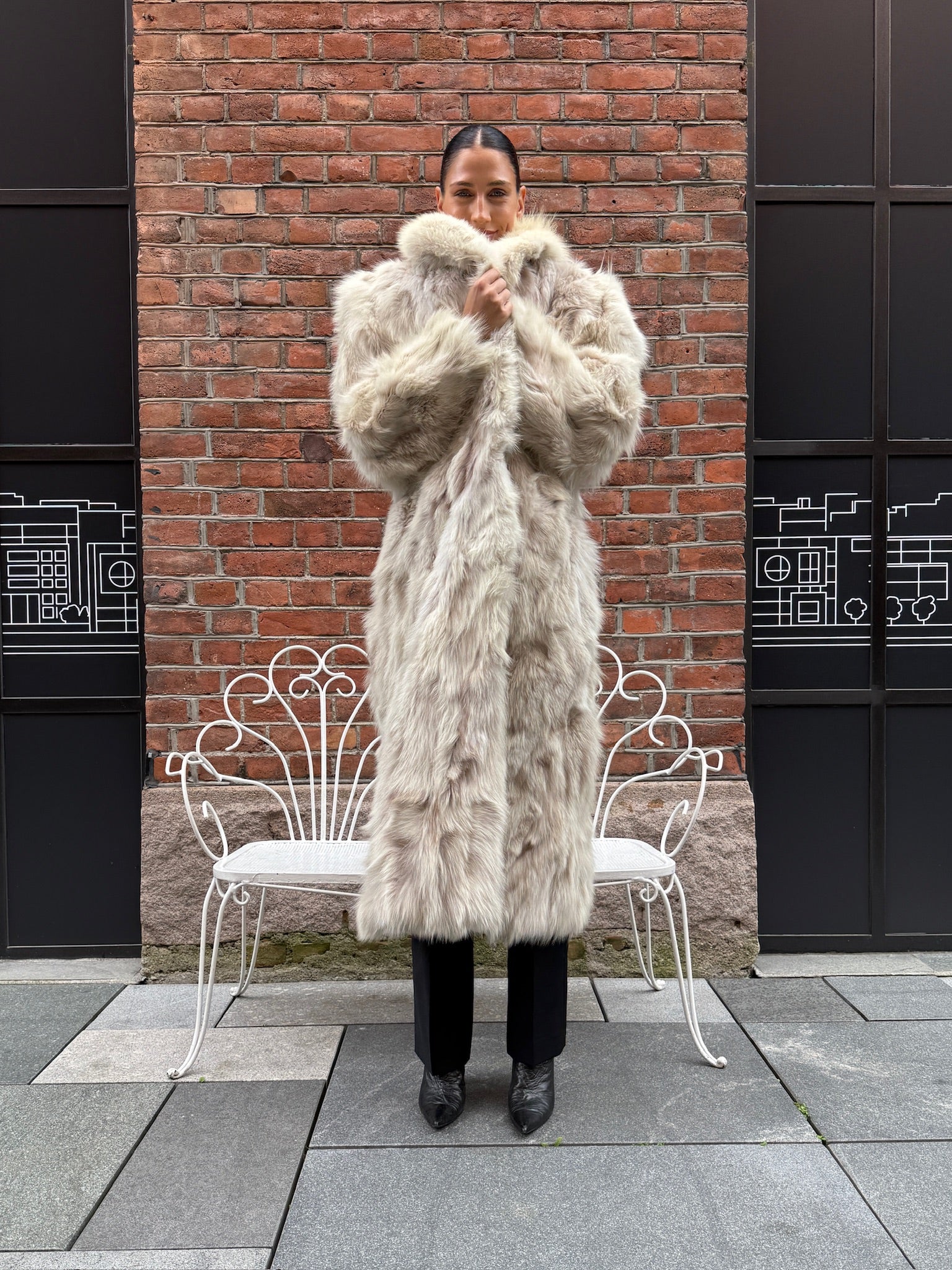 Vintage Long White Fur Coat