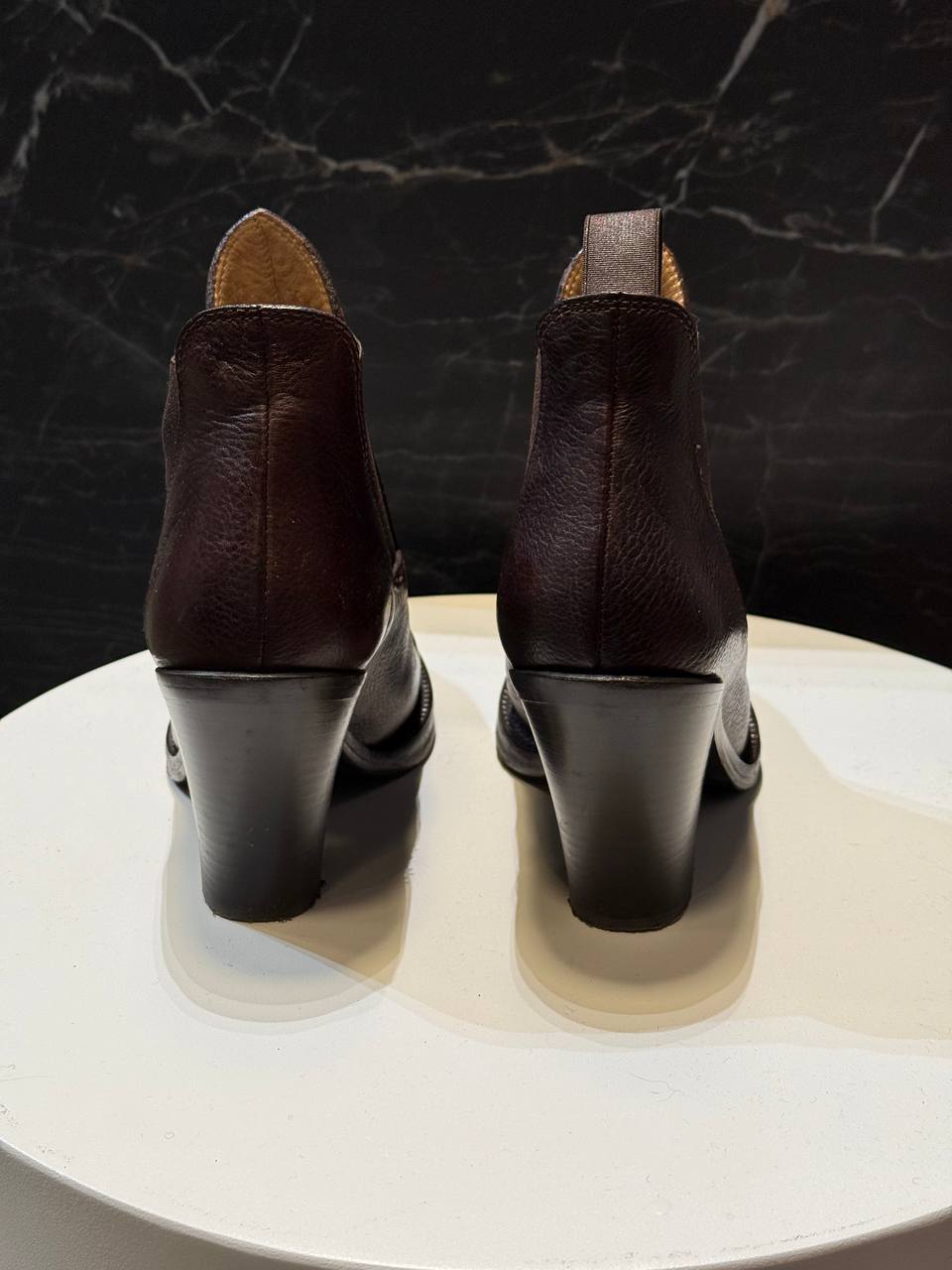 Acne Studios Burgundy Leather Ankle Boots – Size 35