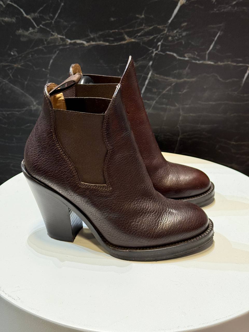 Acne Studios Burgundy Leather Ankle Boots – Size 35