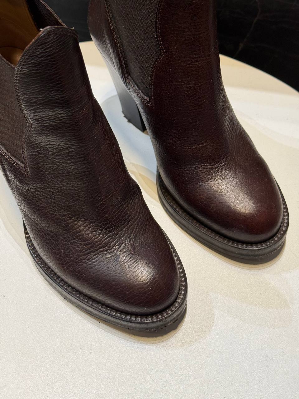 Acne Studios Burgundy Leather Ankle Boots – Size 35