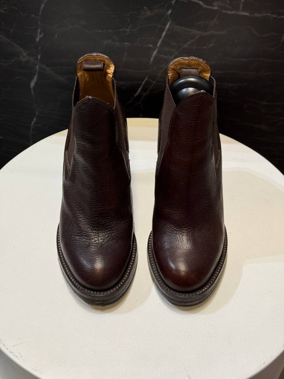 Acne Studios Burgundy Leather Ankle Boots – Size 35