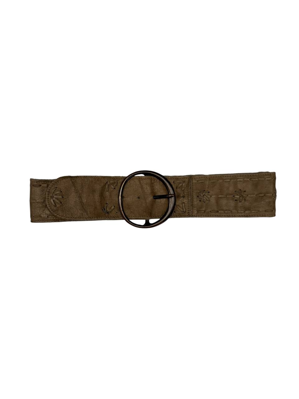 Aldza & Cross Wide Leather Waist Belt with Embroidery