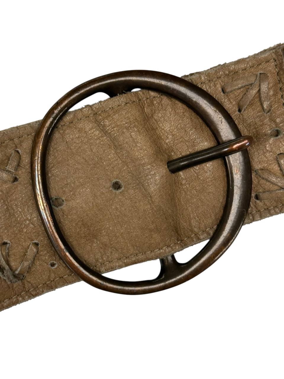 Aldza & Cross Wide Leather Waist Belt with Embroidery