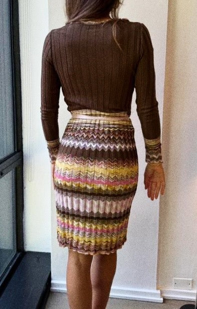 Missoni Multicolor Zigzag Knit Wrap Dress