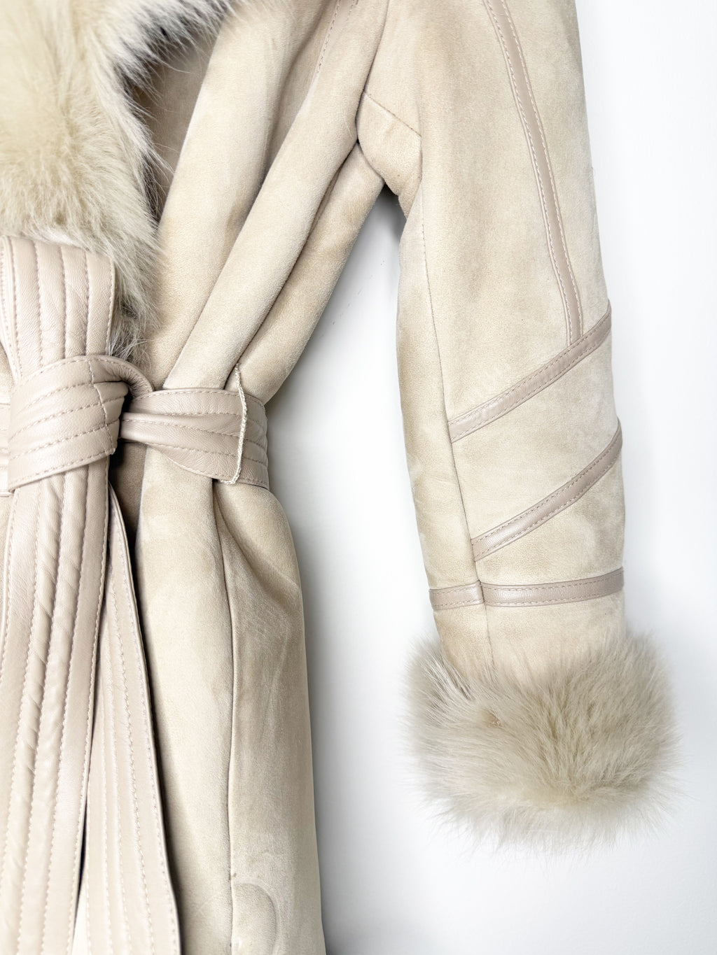 2NDDAY Shearling Coat with Natural Fur Trim