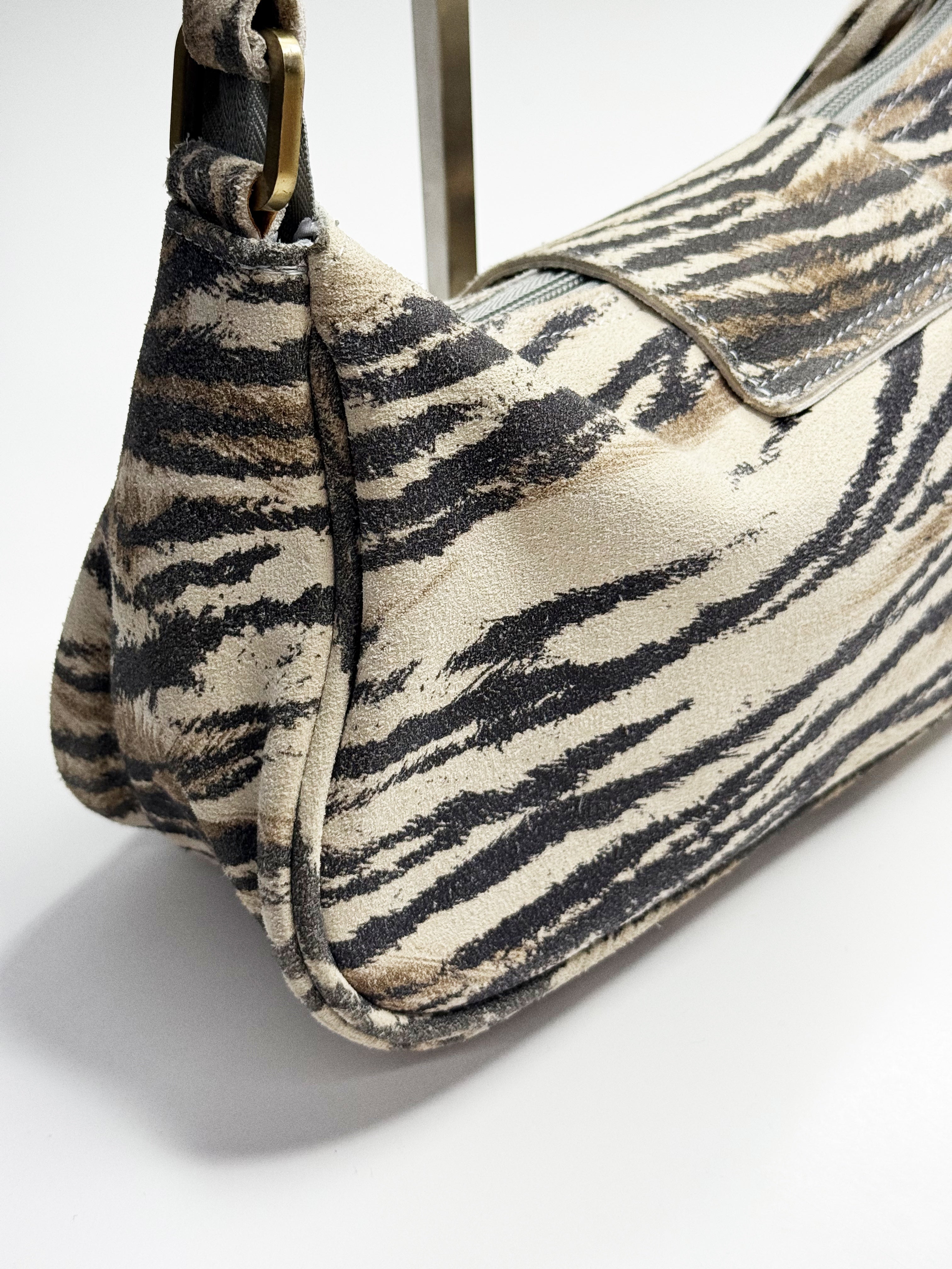 Roberto Cavalli Tiger Suede Shoulder Bag