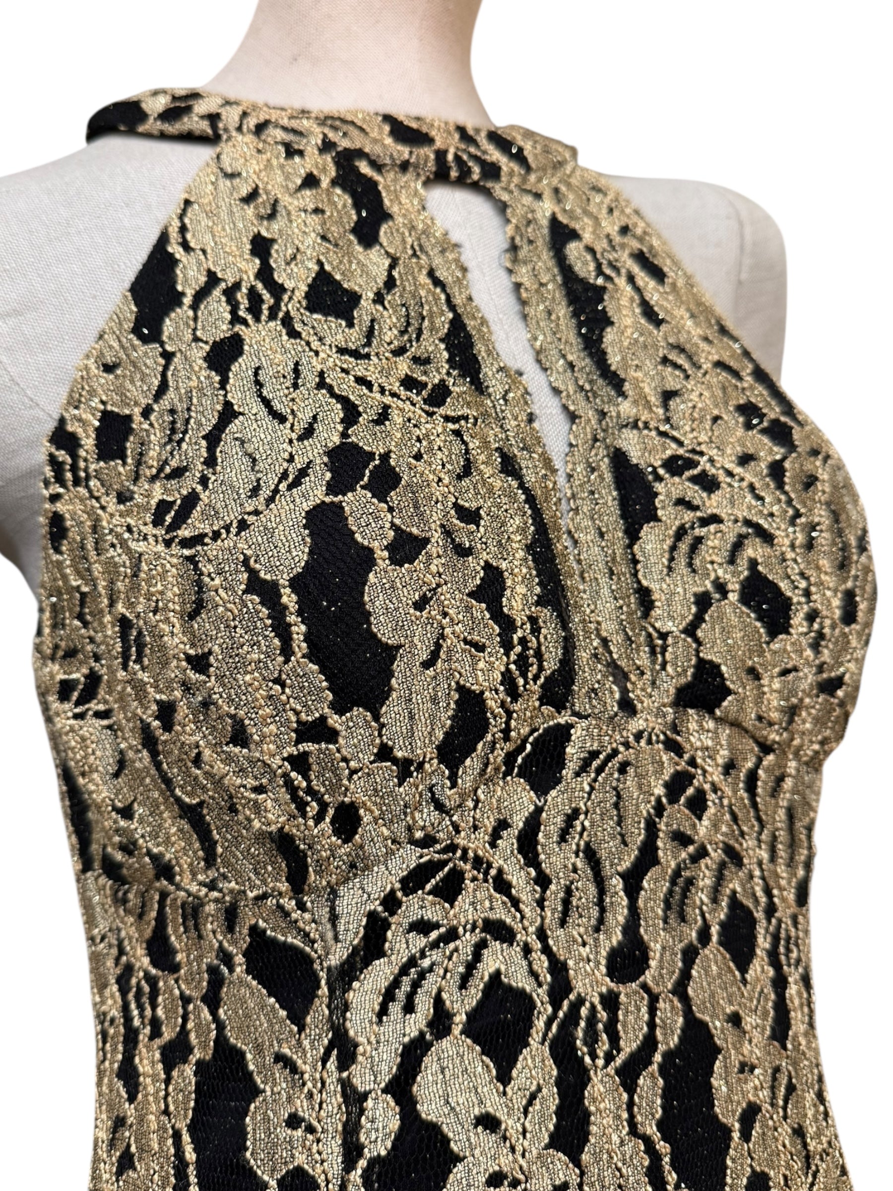 NW Nightway Gold Lace Evening Gown - EU 38