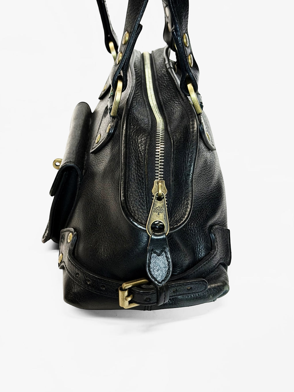 MULBERRY Black Leather Bowler Bag – Early 2000s Icon