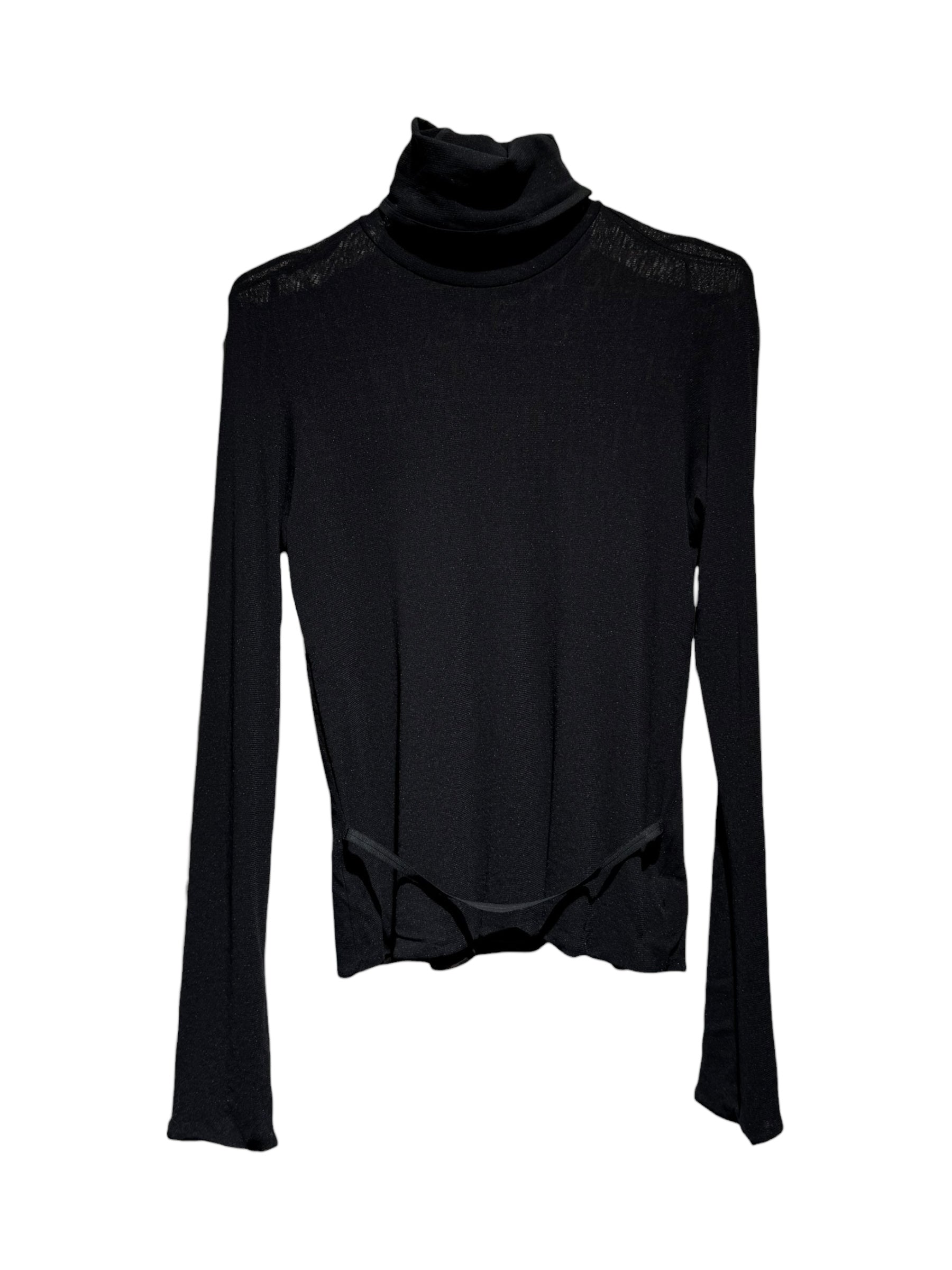 Fendi Maglia Vintage Black Two-Piece Set — Turtleneck Top & Skirt, Made in Italy