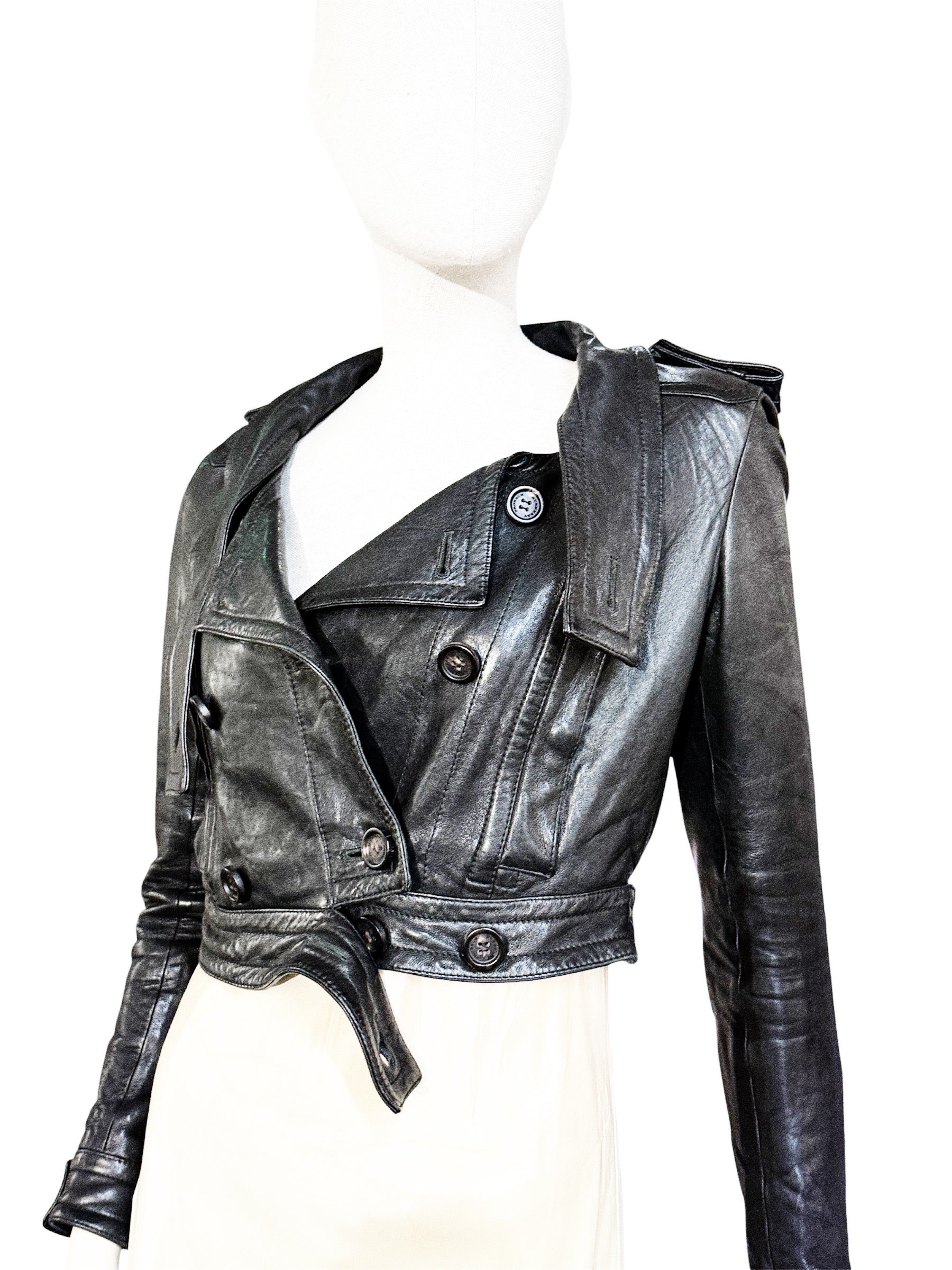 Burberry Prorsum Cropped Leather Jacket