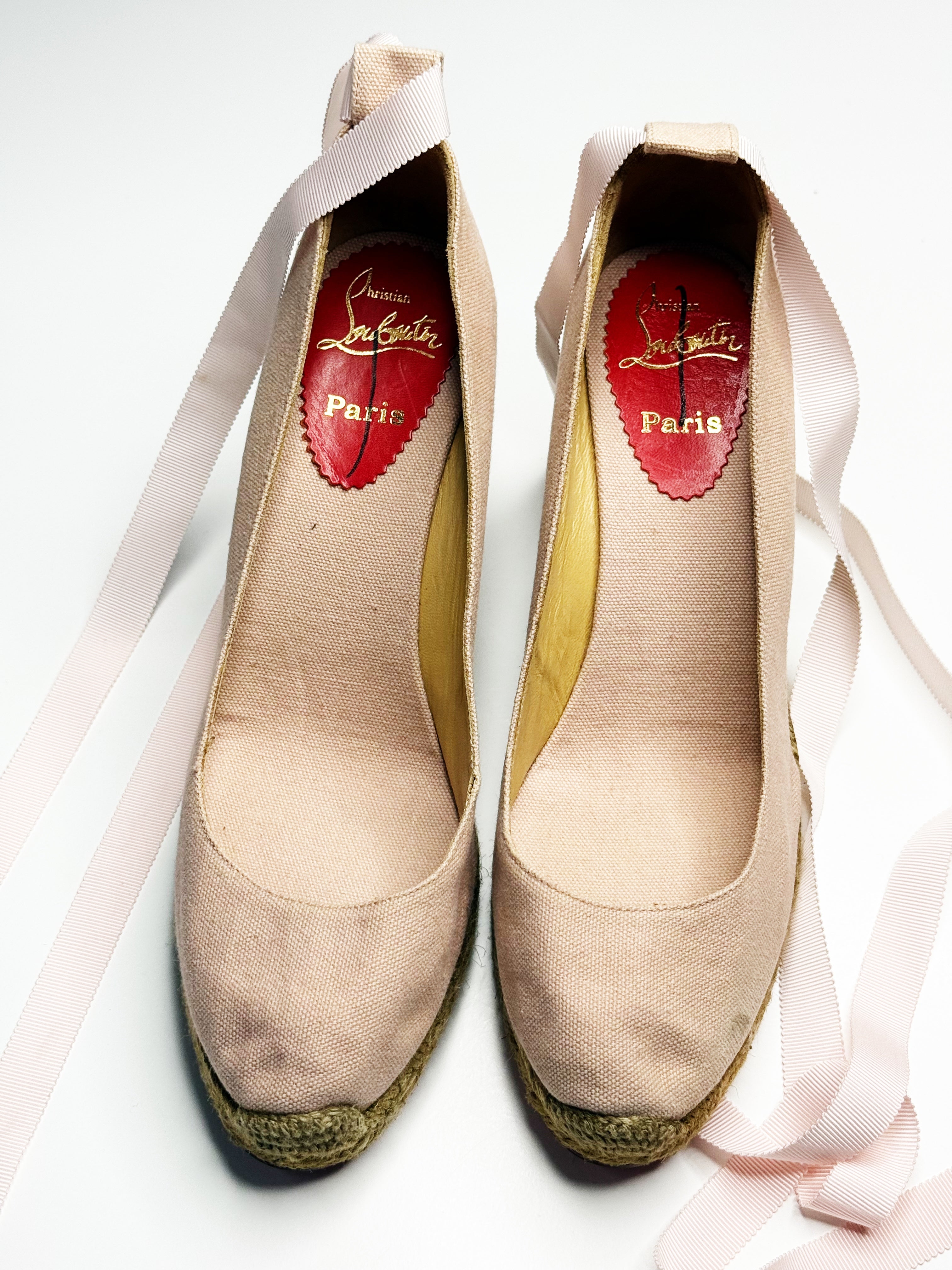 Christian Louboutin Espadrille Wedges with Ribbons