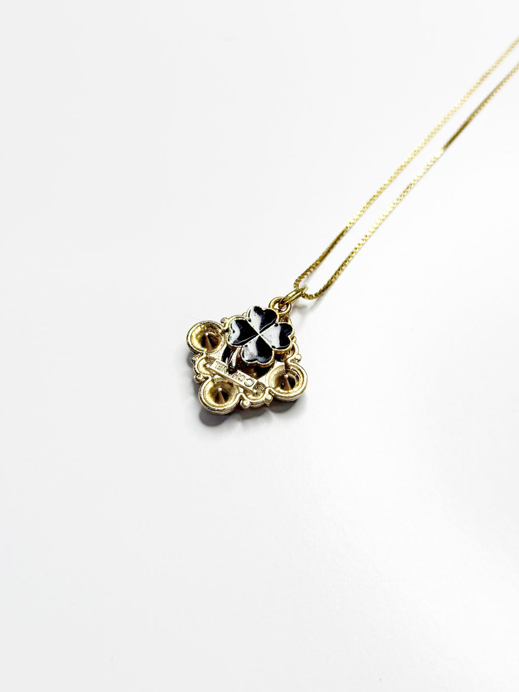 Vintage Chanel Filigree Logo Pendant Necklace