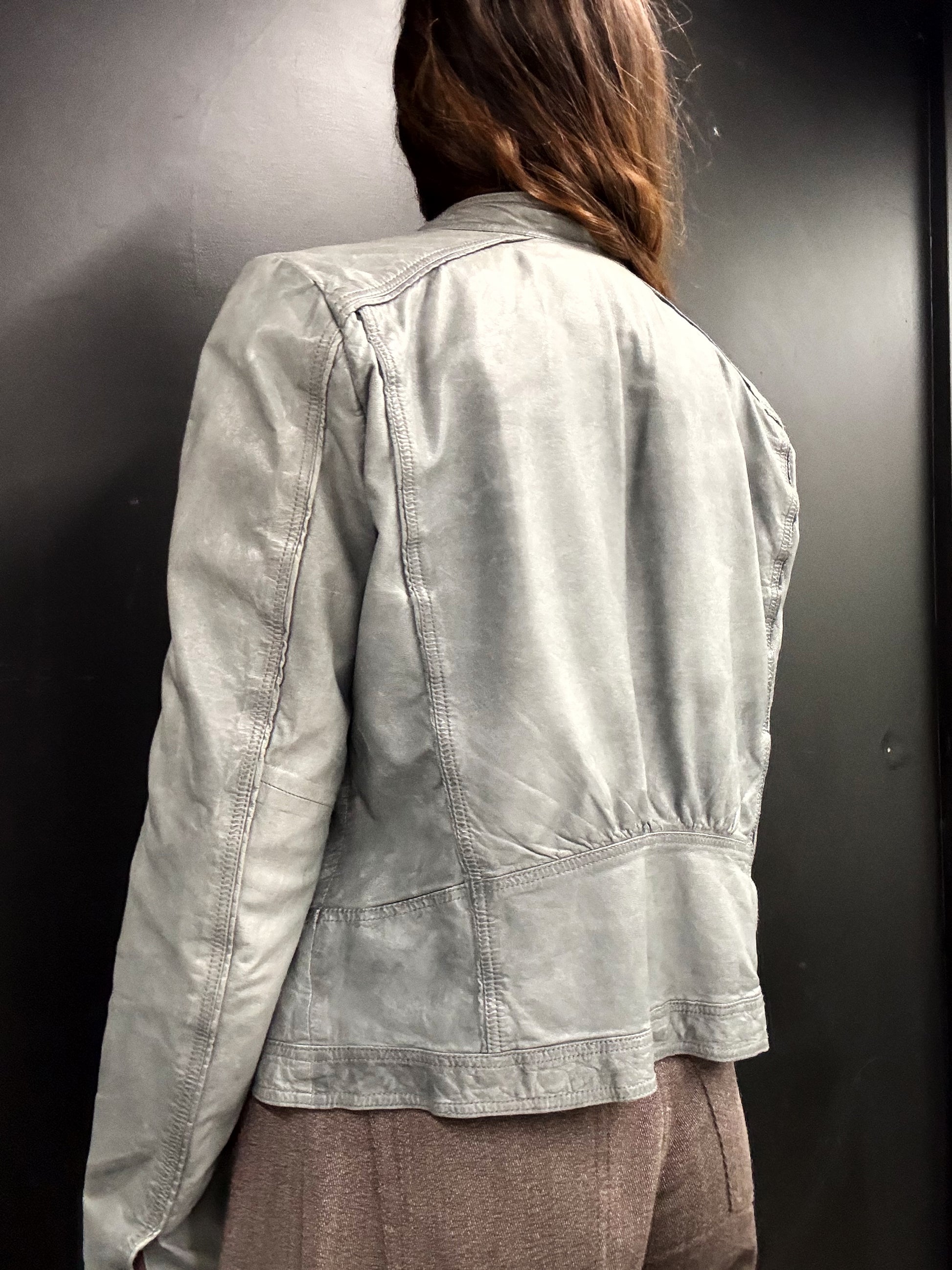 Rock’n Blue Gray Leather Jacket