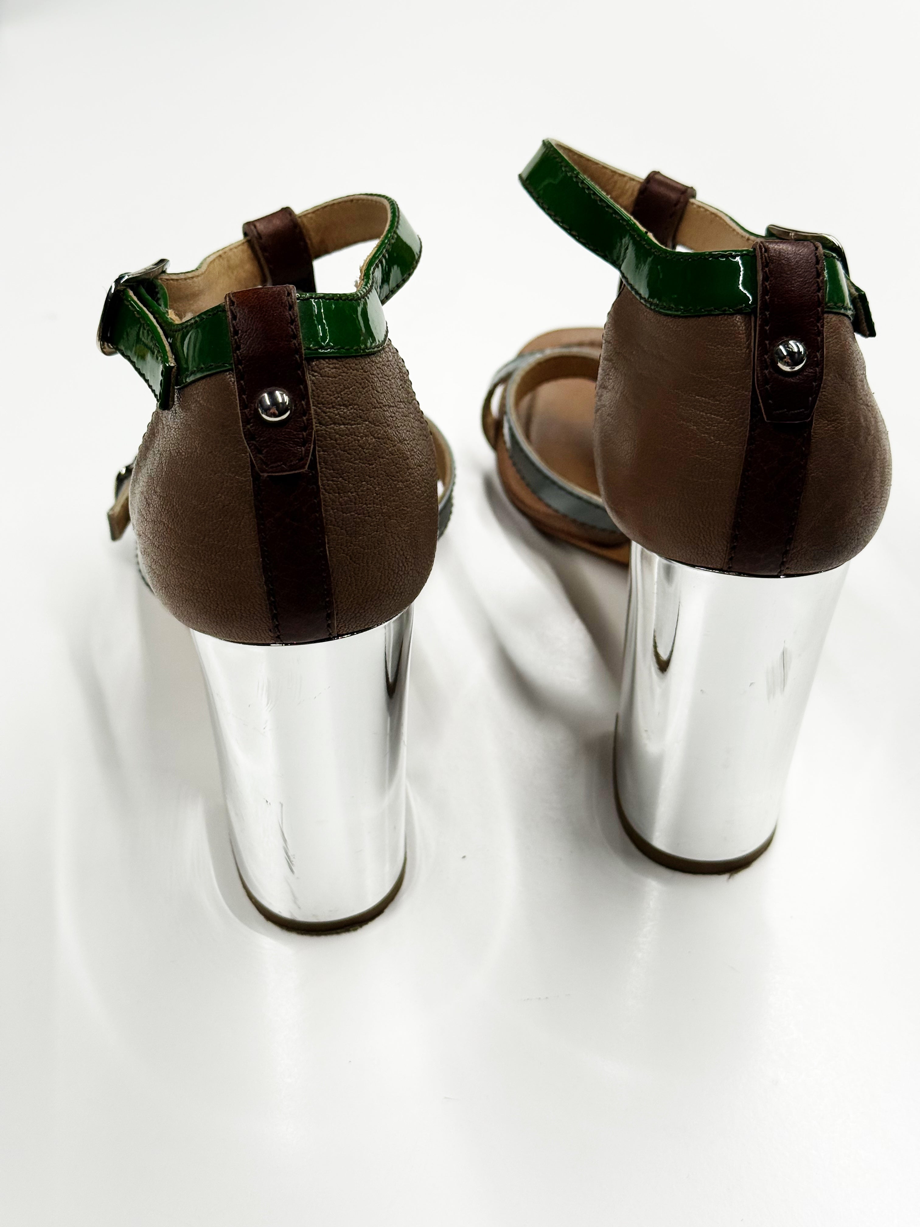 D&G Patent Leather and Calfskin Heeled Sandals