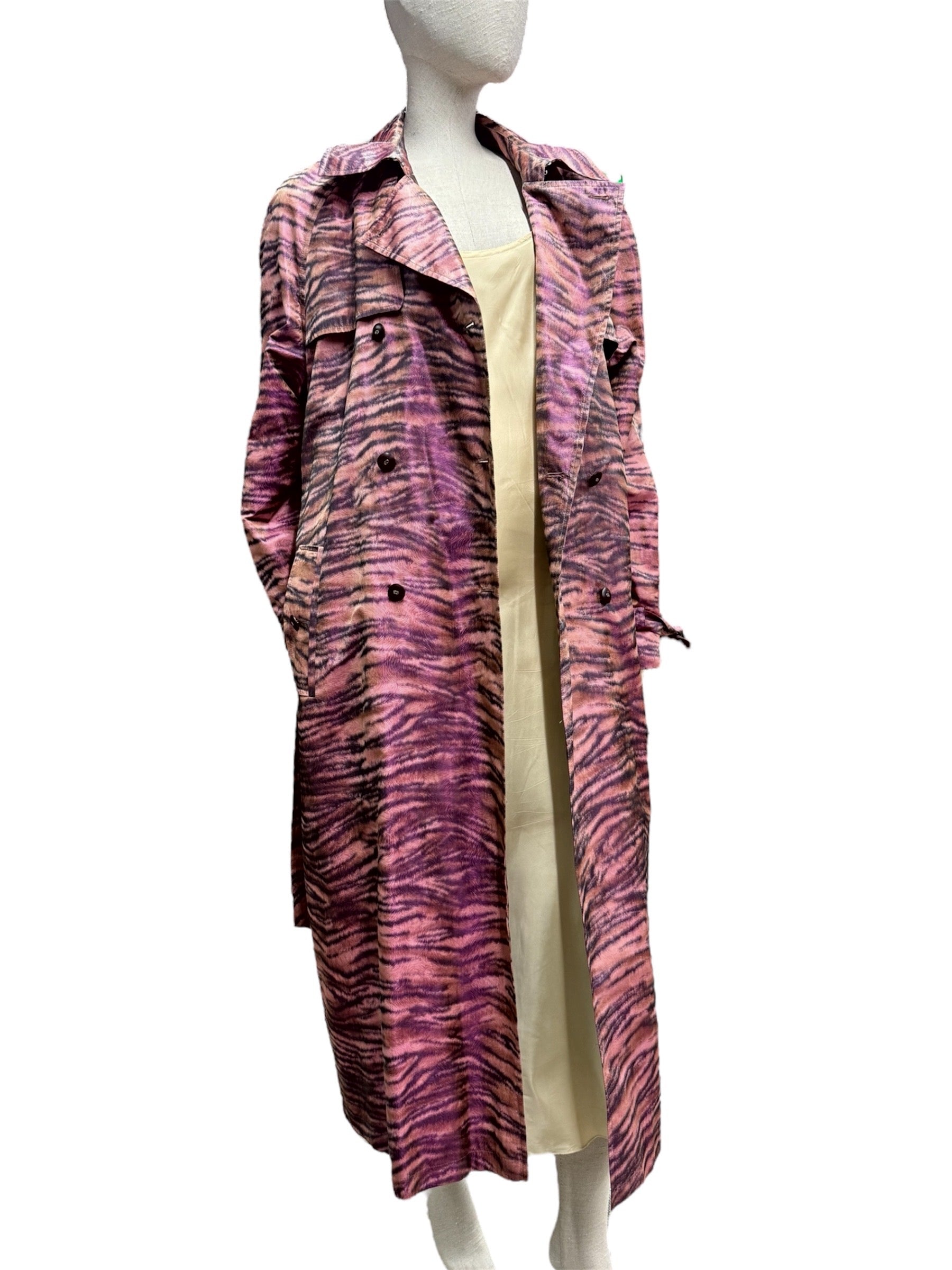 Escada Pink Zebra-Print Trench Coat
