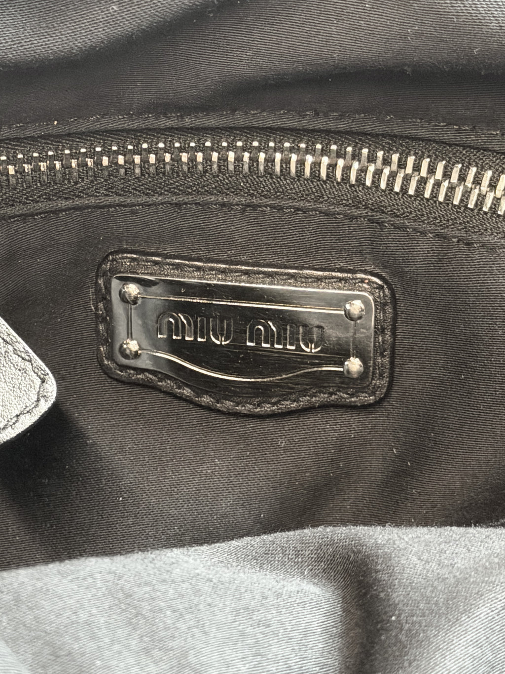 MIU MIU Black Pleated Leather Satchel Bag