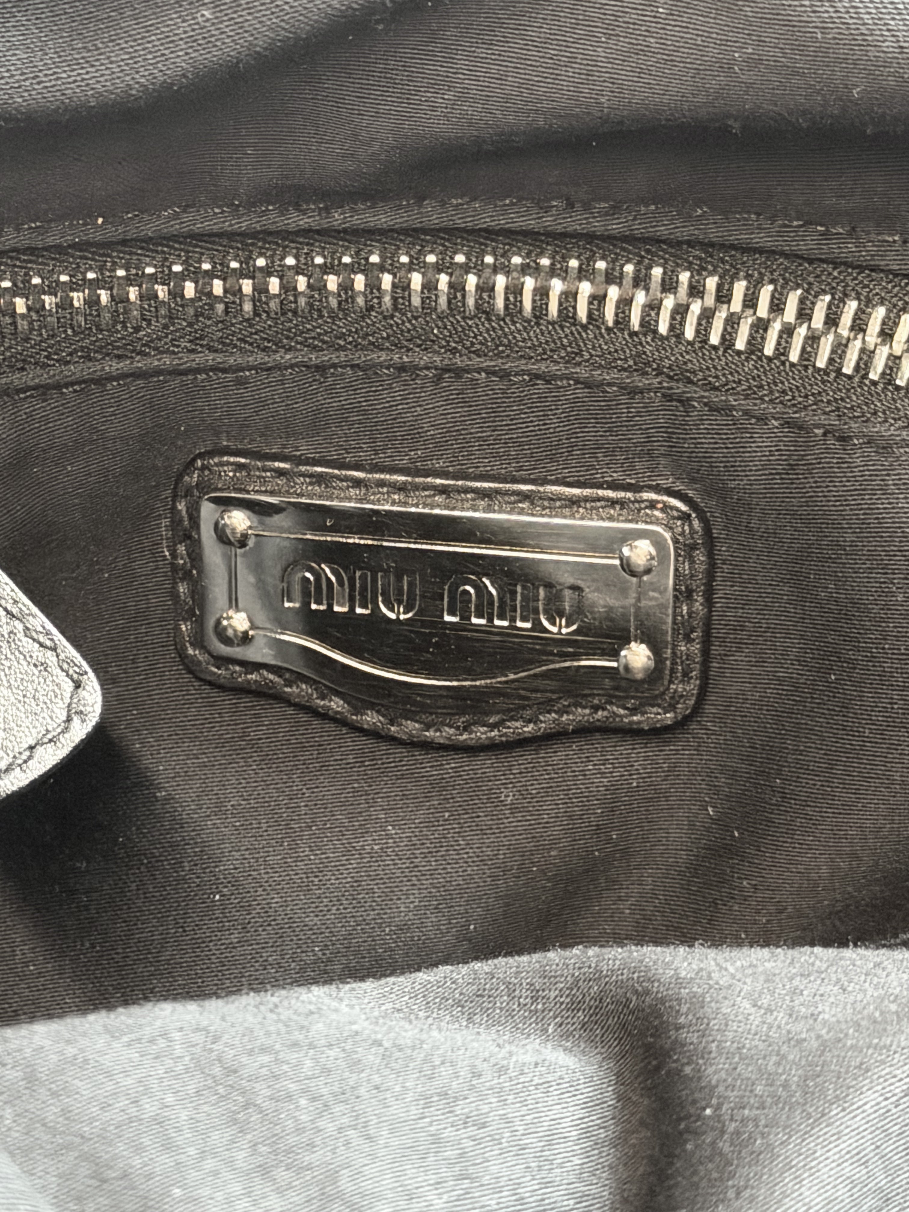 MIU MIU Black Pleated Leather Satchel Bag