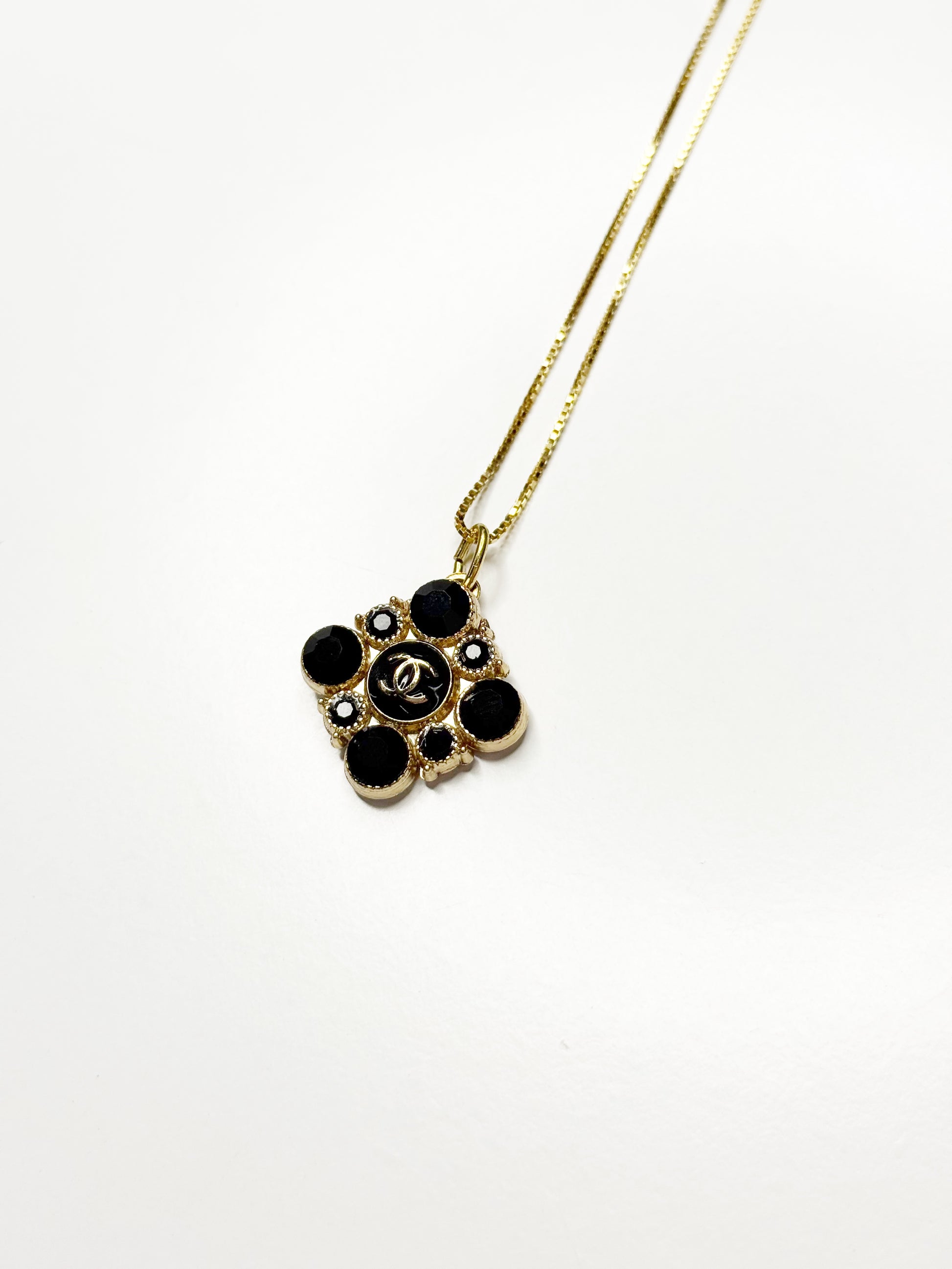 Vintage Chanel Filigree Logo Pendant Necklace
