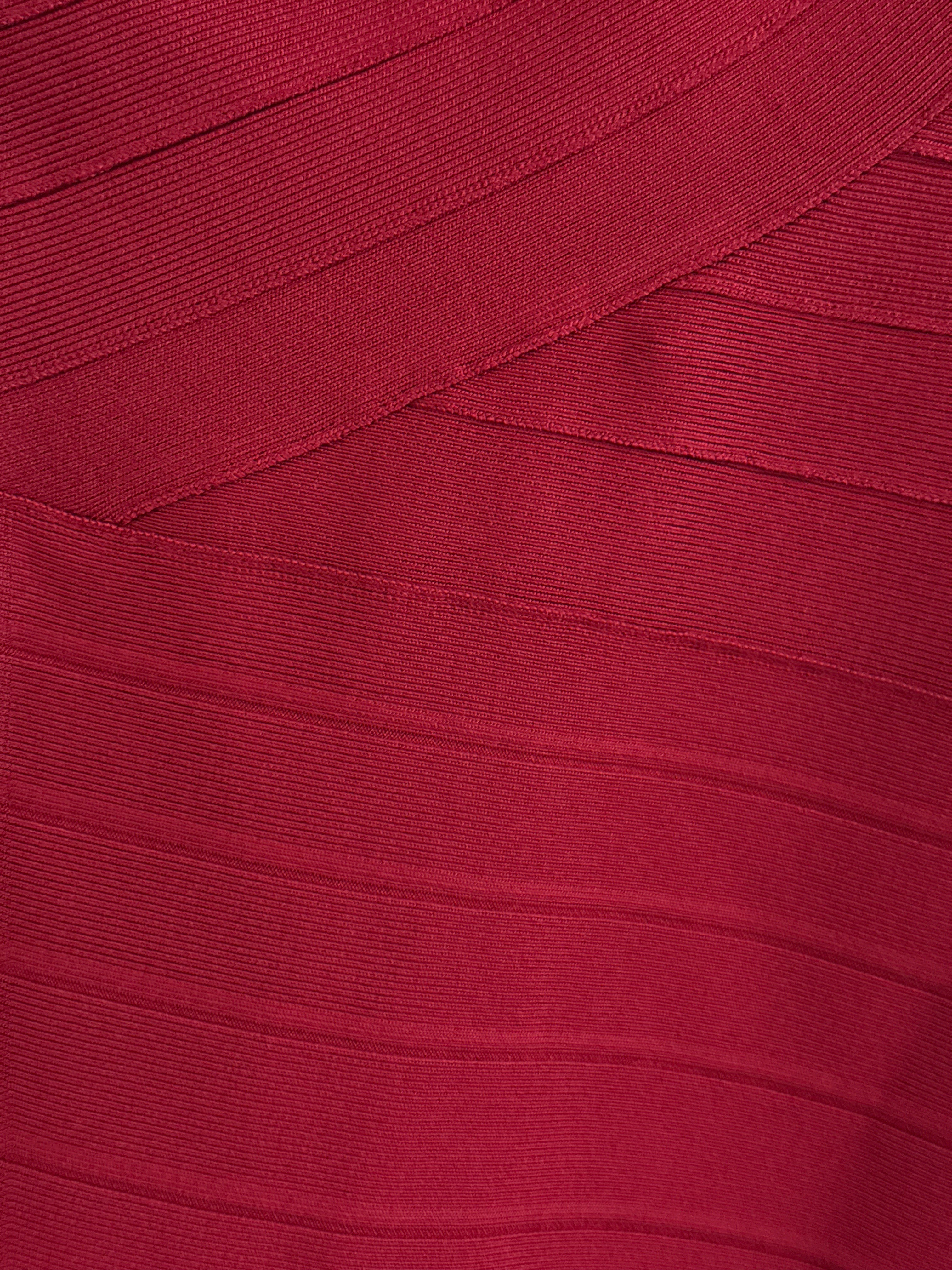 Herve Leger Red One-Shoulder Bandage Dres - S