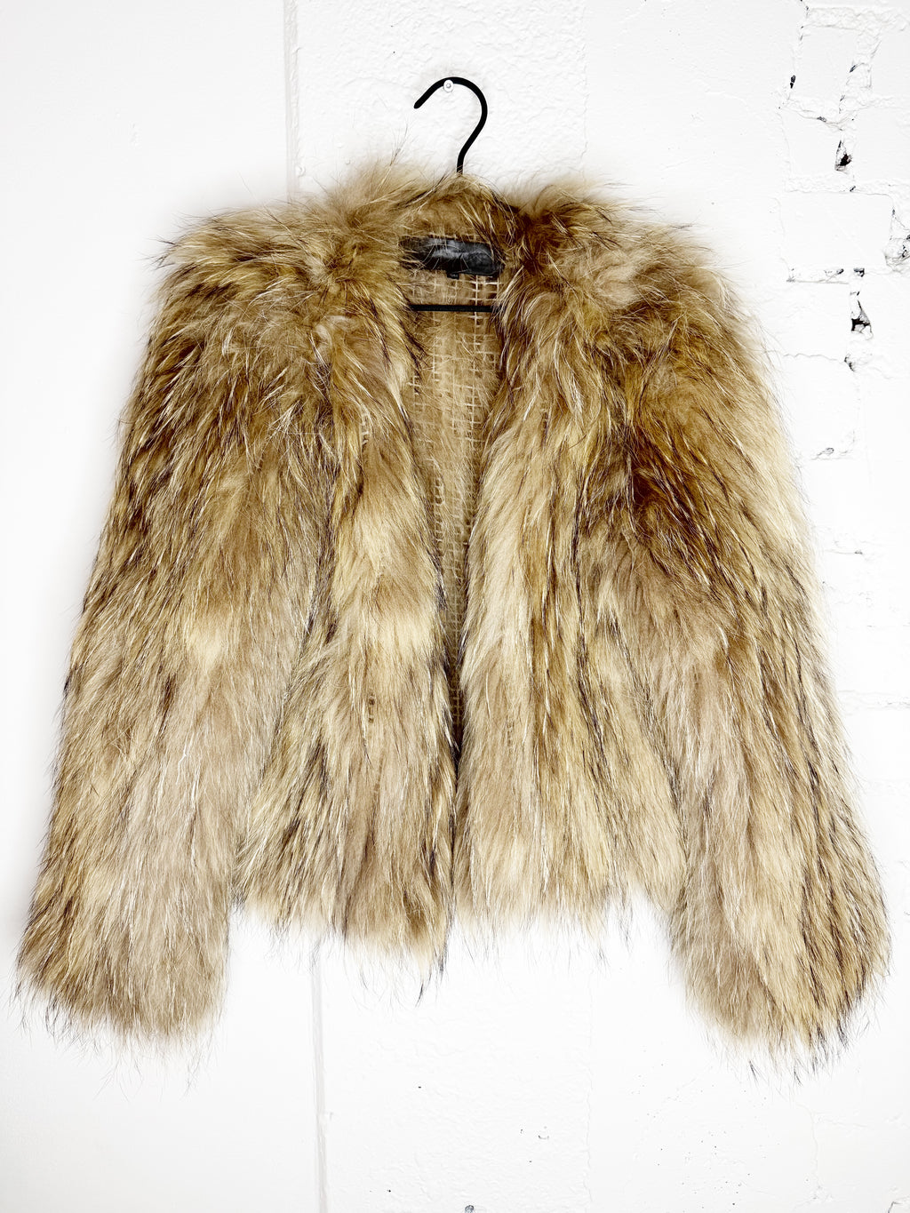 Meotine Hand-Knitted Raccoon Fur Jacket - S/M
