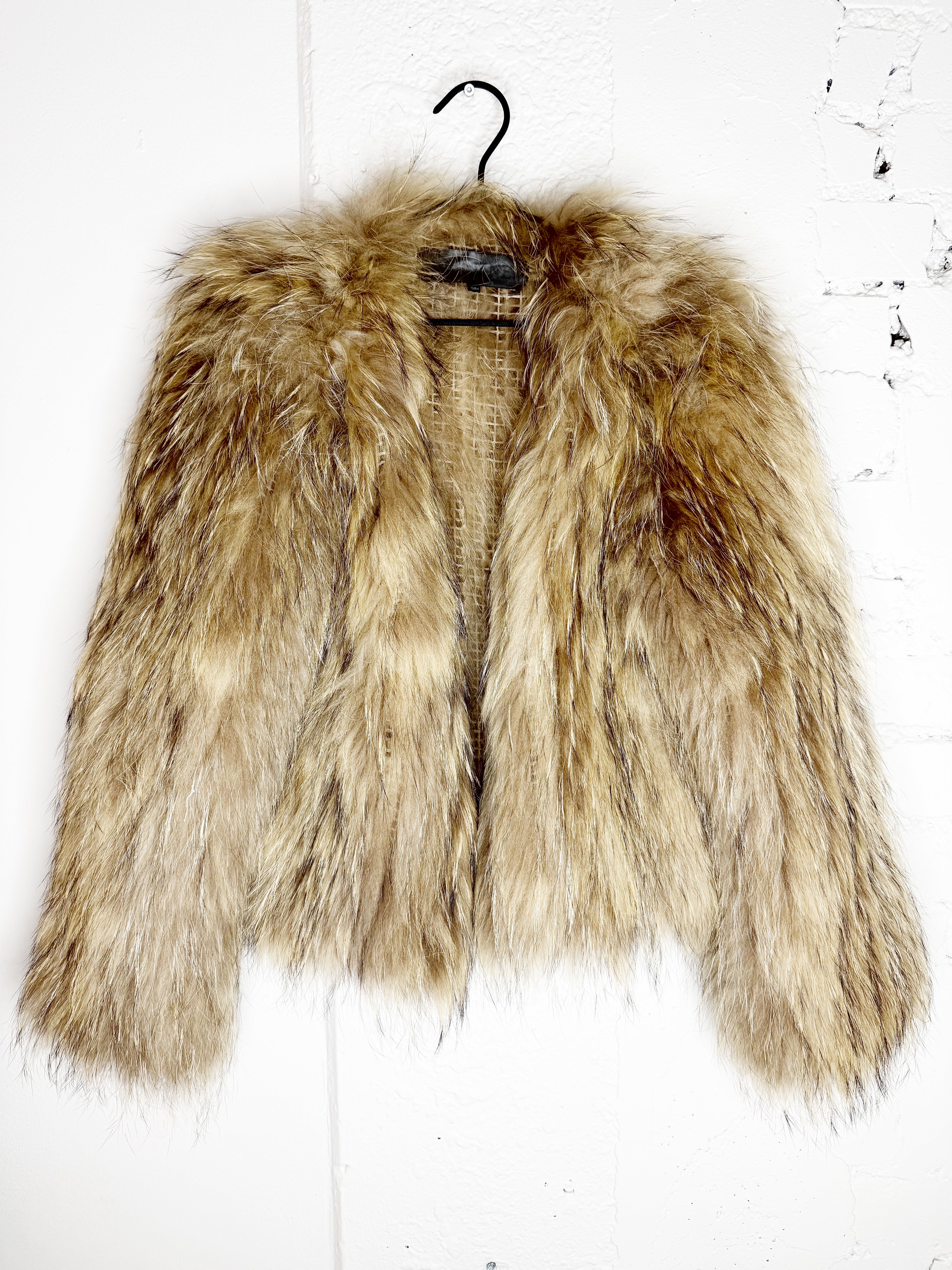 Meotine Hand-Knitted Raccoon Fur Jacket - S/M