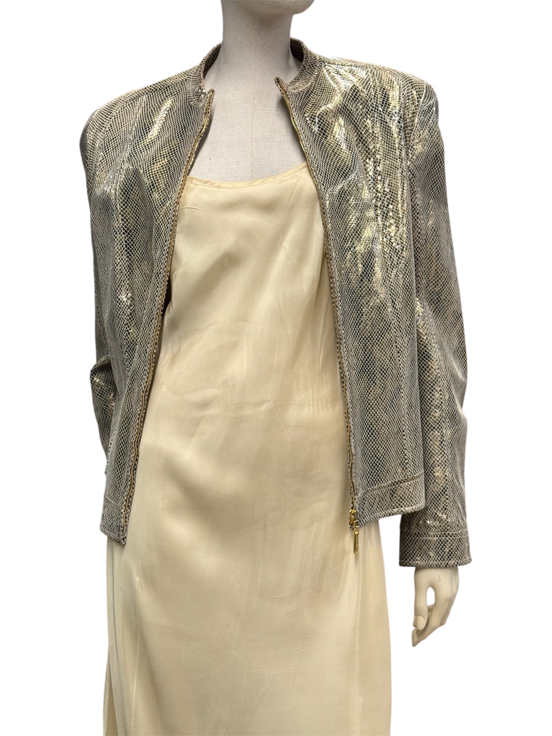 ESCADA Metallic Gold Lamb Leather Jacket