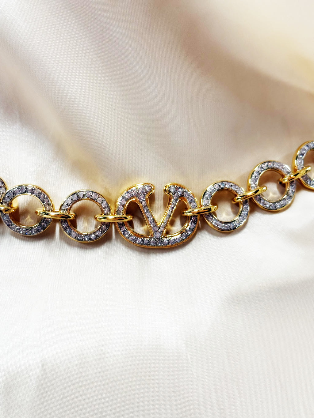 Valentino Crystal Logo Chain Bel