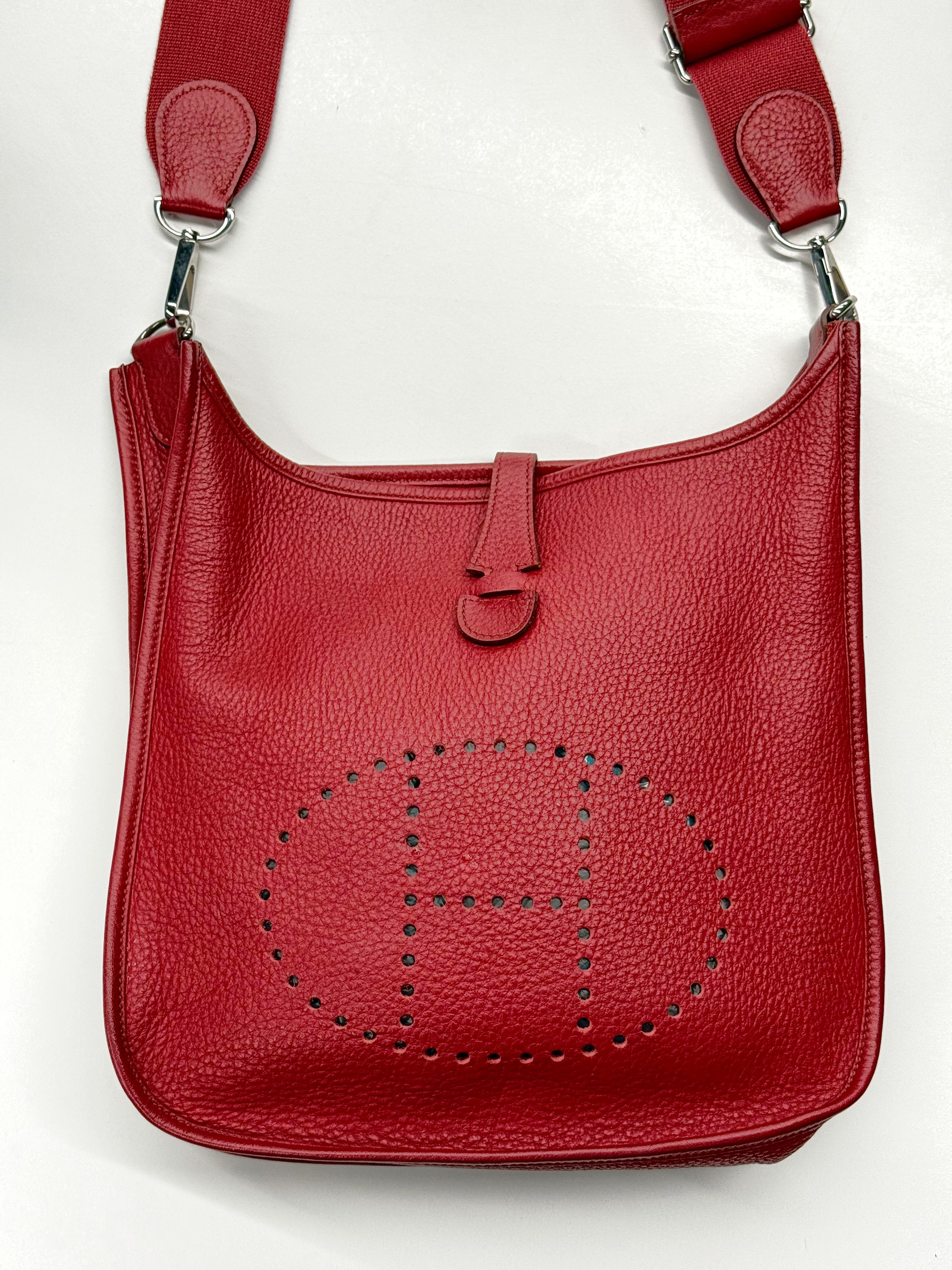 Hermès Evelyne III PM Red Clemence Leather Crossbody Bag