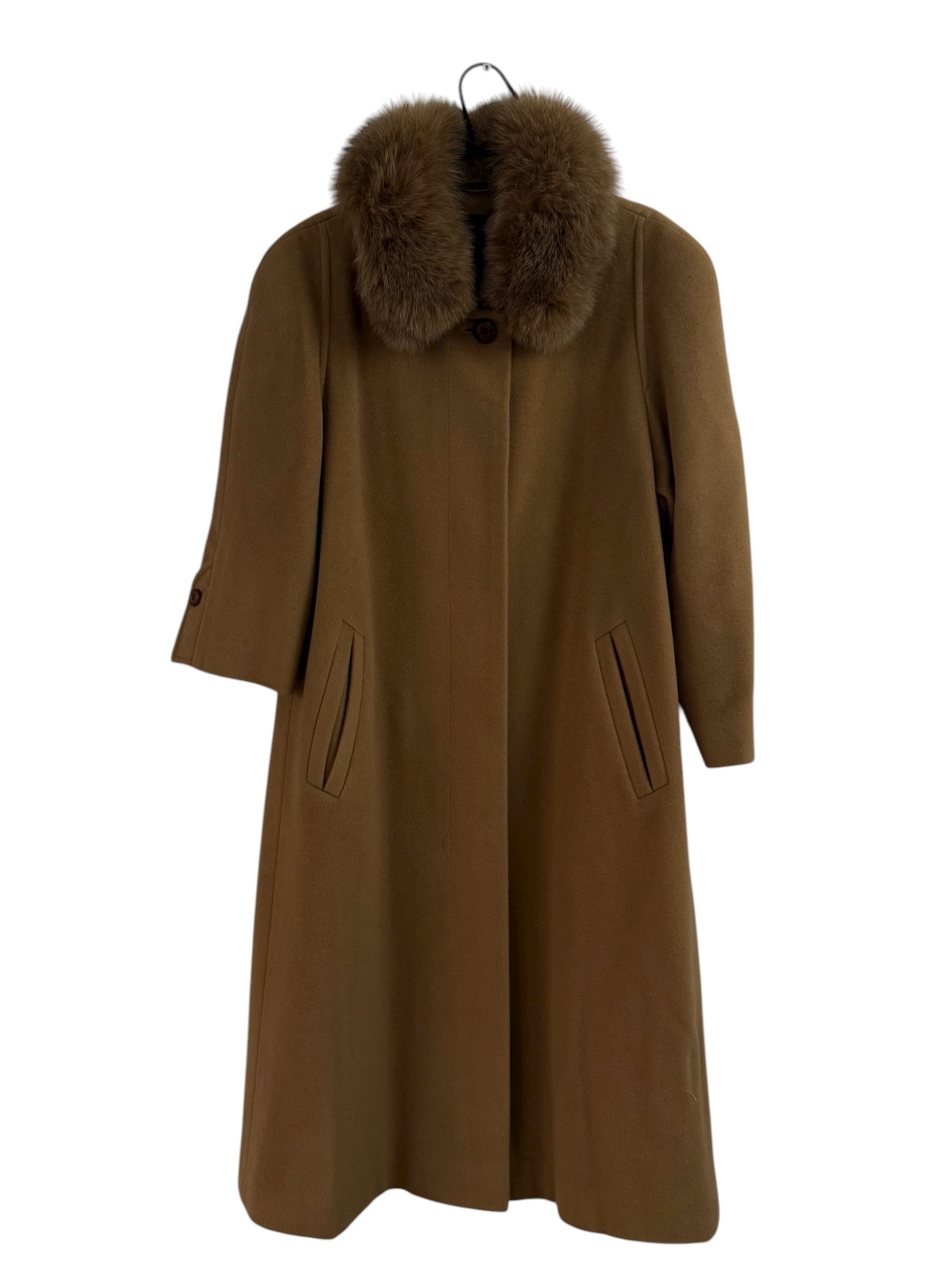 Marcona Camel Wool-Cashmere Coat with Fur Collar